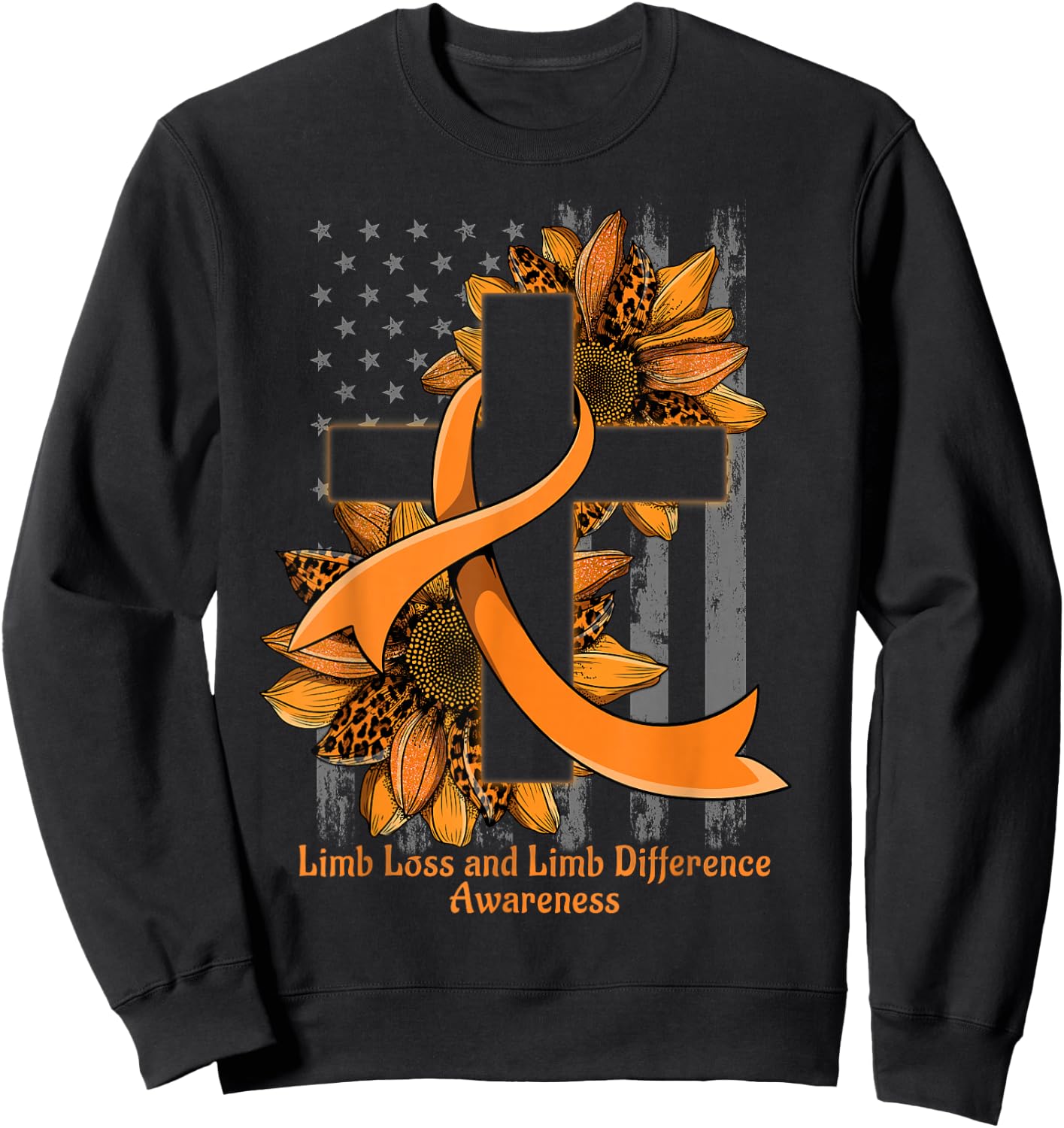 Christian Cross Limb Loss and Limb Difference Awareness Sweatshirt - Sweatshirt | Black