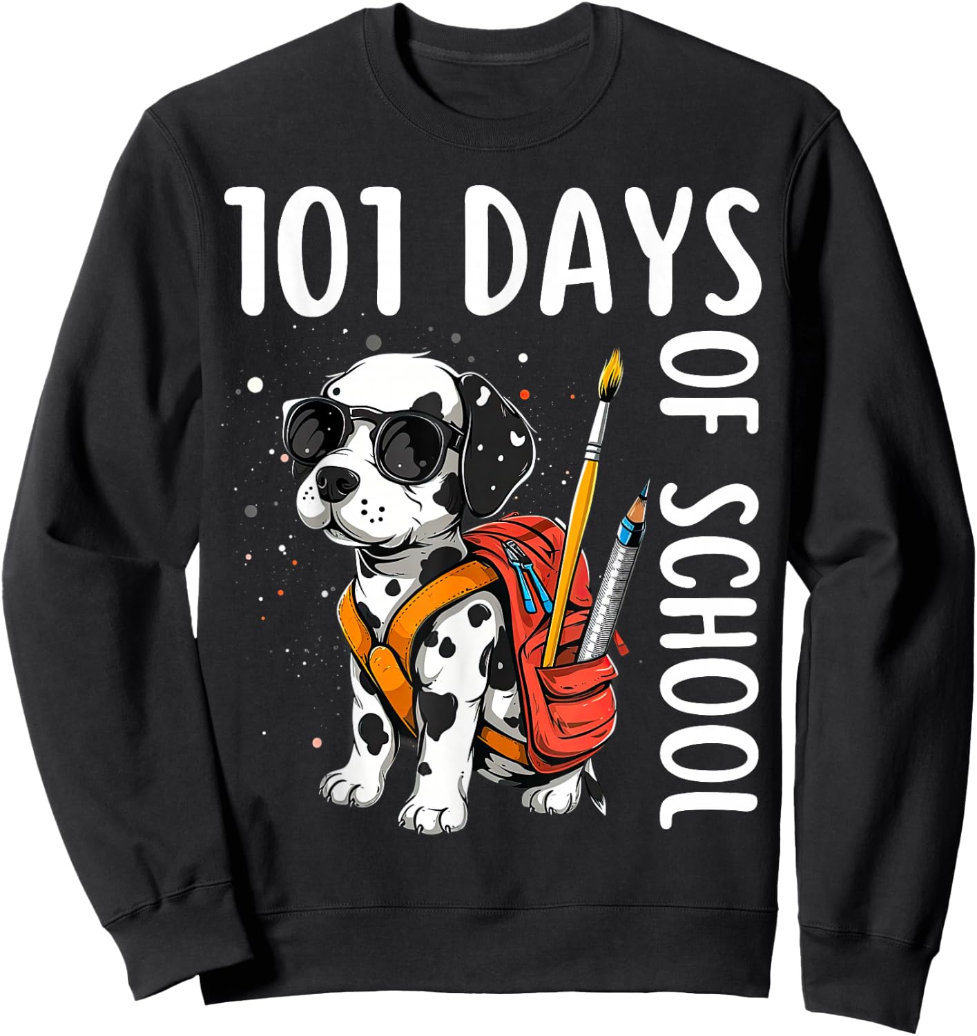 100 Days Of School Dalmatian Dog Shirt For Kids Boys Girls Sweatshirt - Sweatshirt | Black