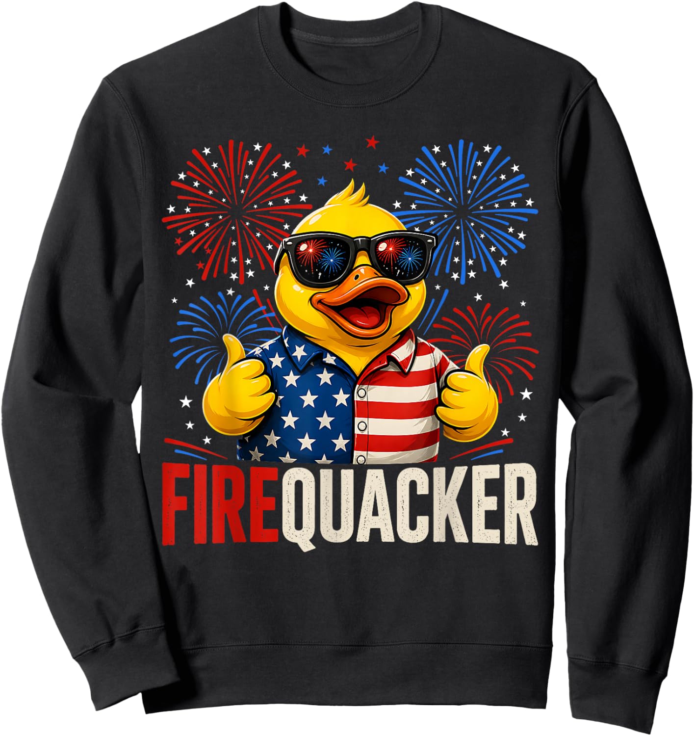 Firequacker Duck Patriotic Funny USA 4th of July Sweatshirt - Sweatshirt | Black
