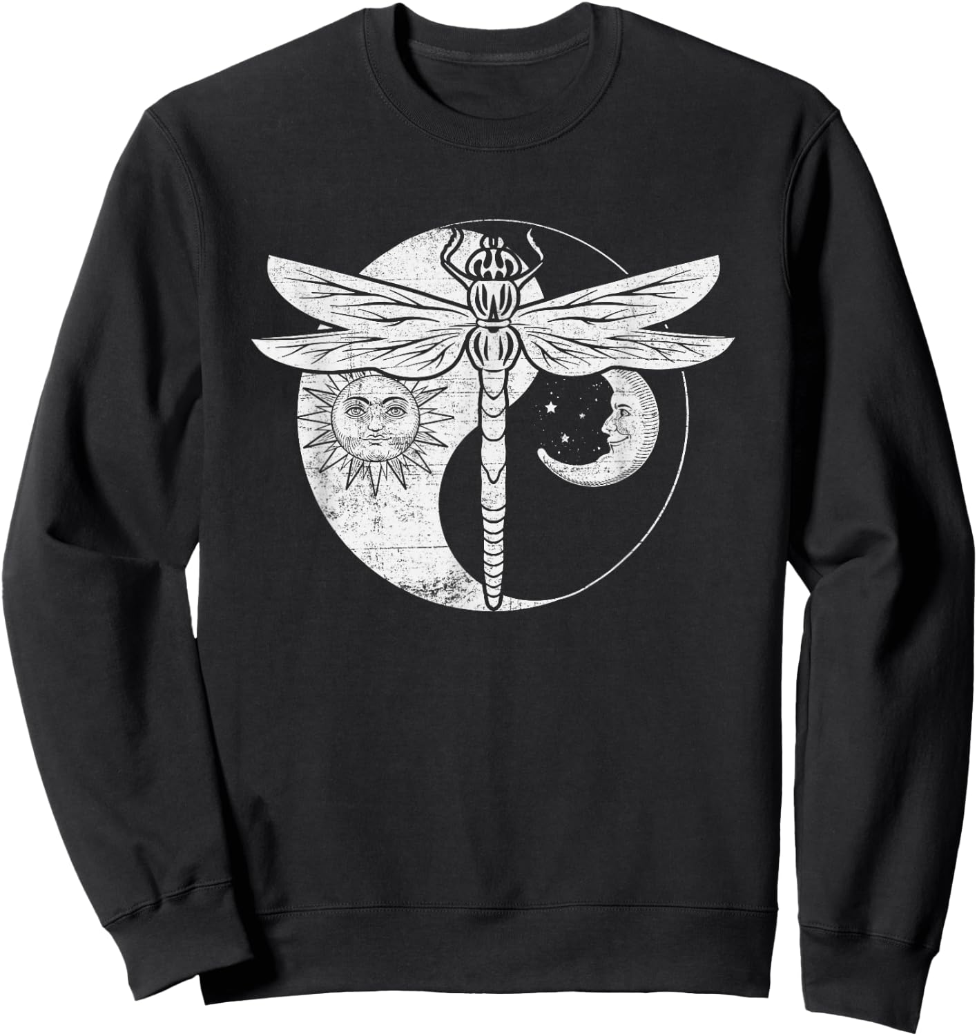 Yin Yang Dragonfly Hippie Free Spirit Sweatshirt - Sweatshirt | Black
