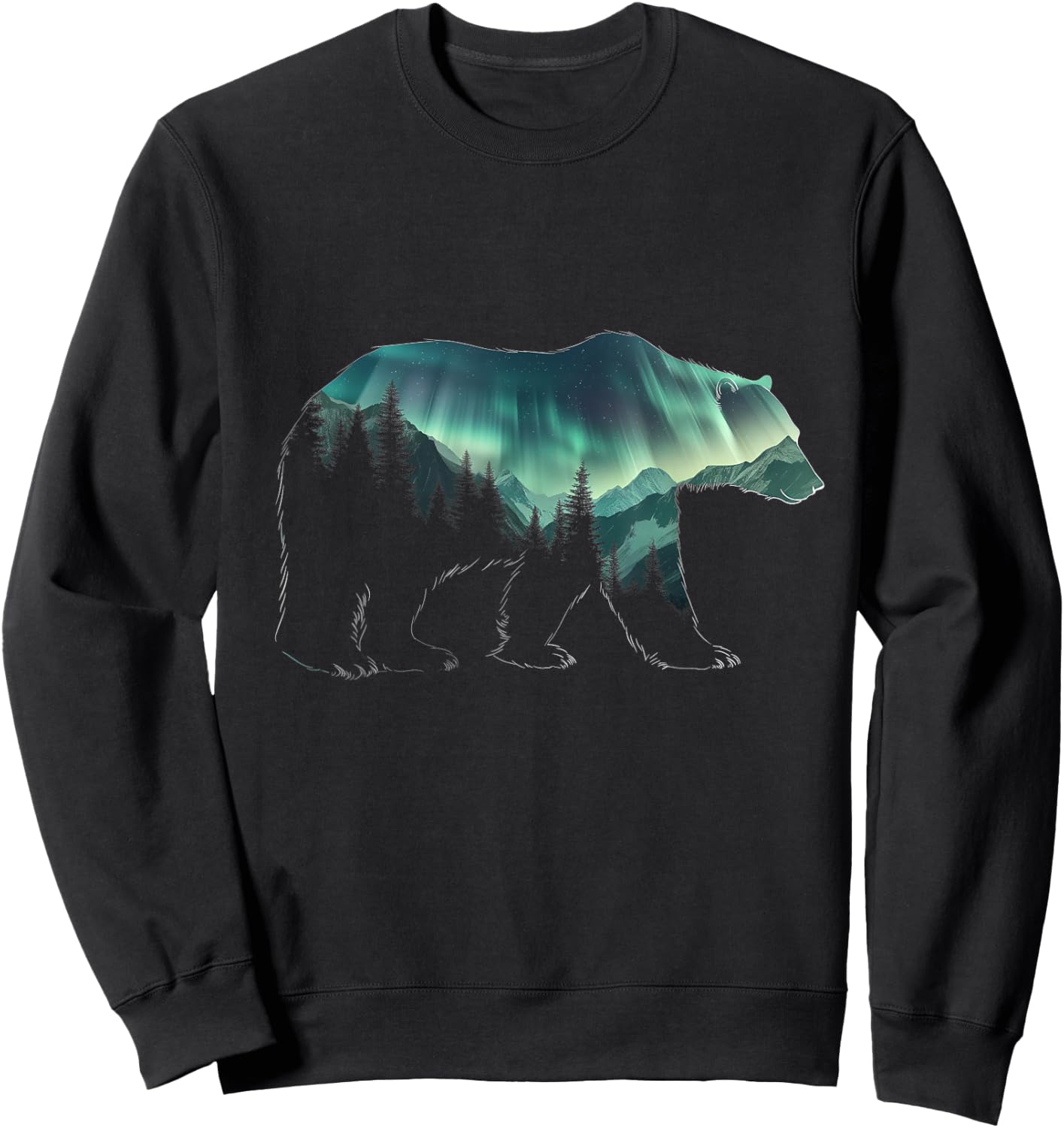 Polar Bear Northern Light Winter Arctic Nature Lover Sweatshirt - Sweatshirt | Black