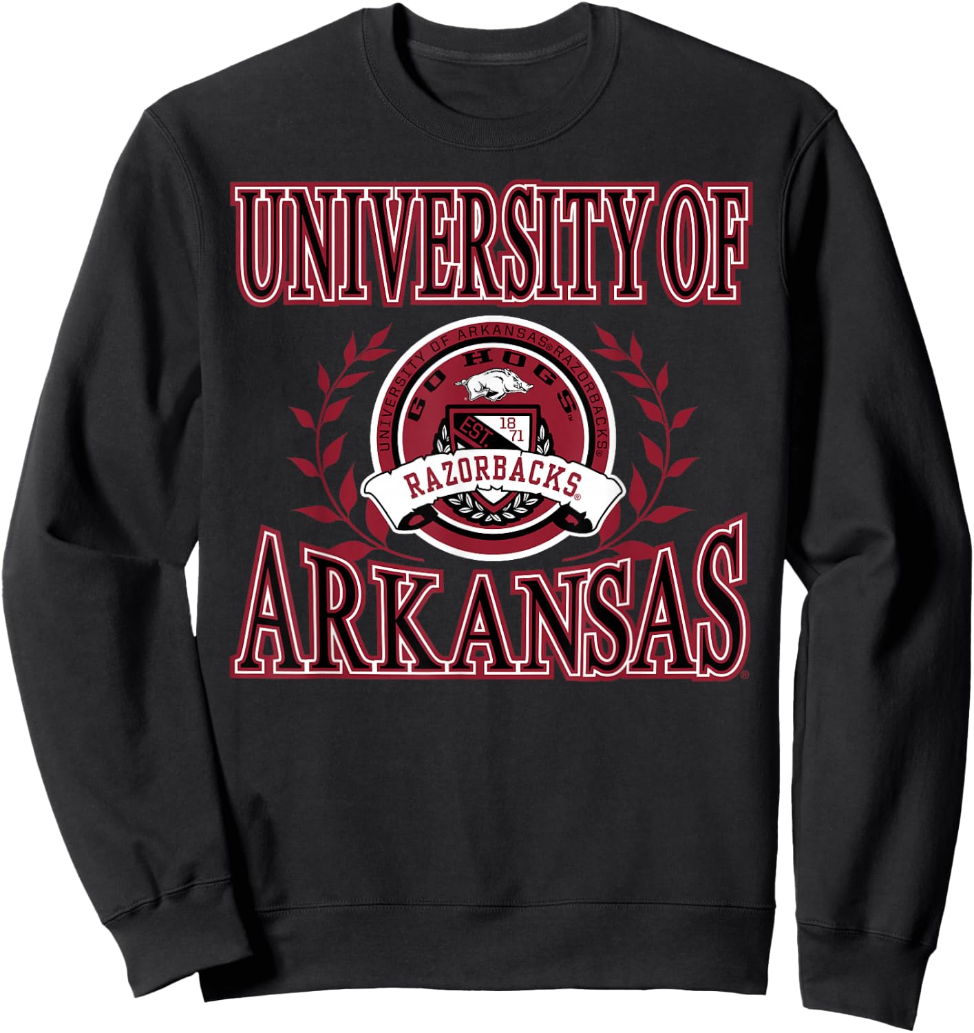Elite Authentics Arkansas Razorbacks Laurels Black Officially Licensed , Small Sweatshirt - Sweatshirt | Black