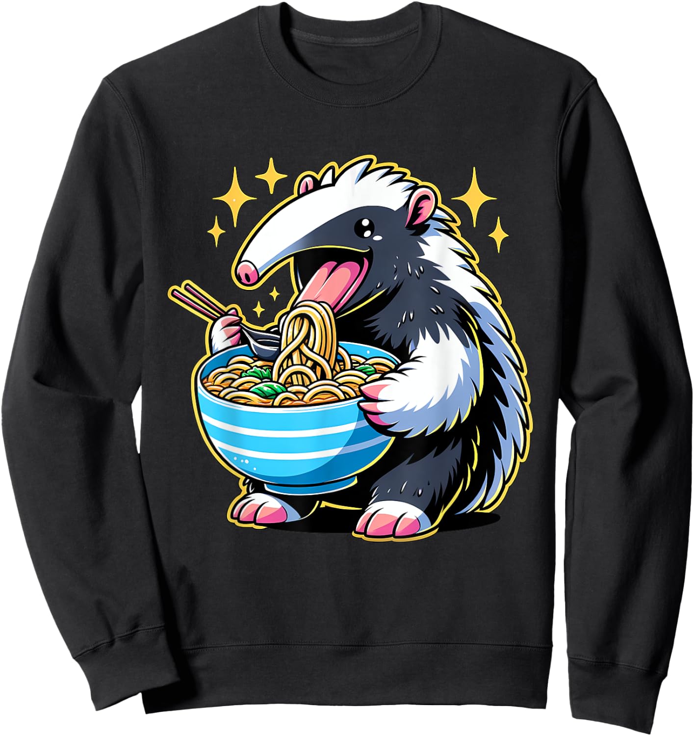 Kawaii Anime Anteater Ramen Sweatshirt - Sweatshirt | Black