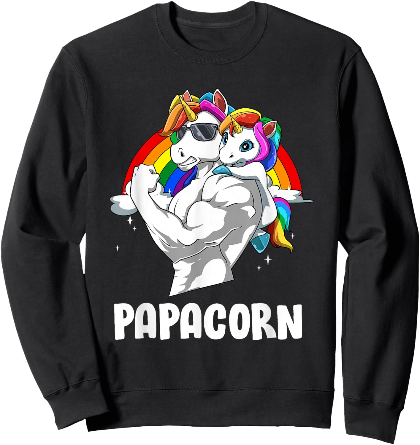 Funny Papacorn Papa Unicorn , black Sweatshirt - Sweatshirt | Black