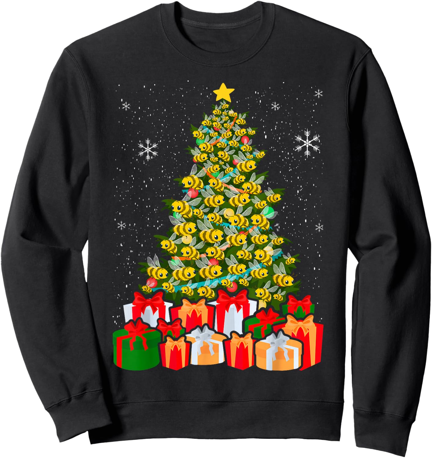 Bees Tree Christmas Sweater Xmas For Bees Lover Sweatshirt - Sweatshirt | Black