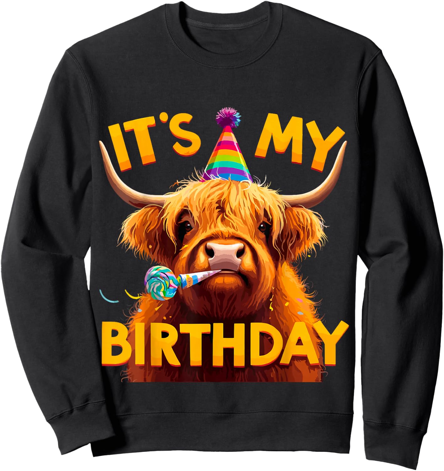 It's my Birthday Party Highland Cow Sweatshirt - Sweatshirt | Black