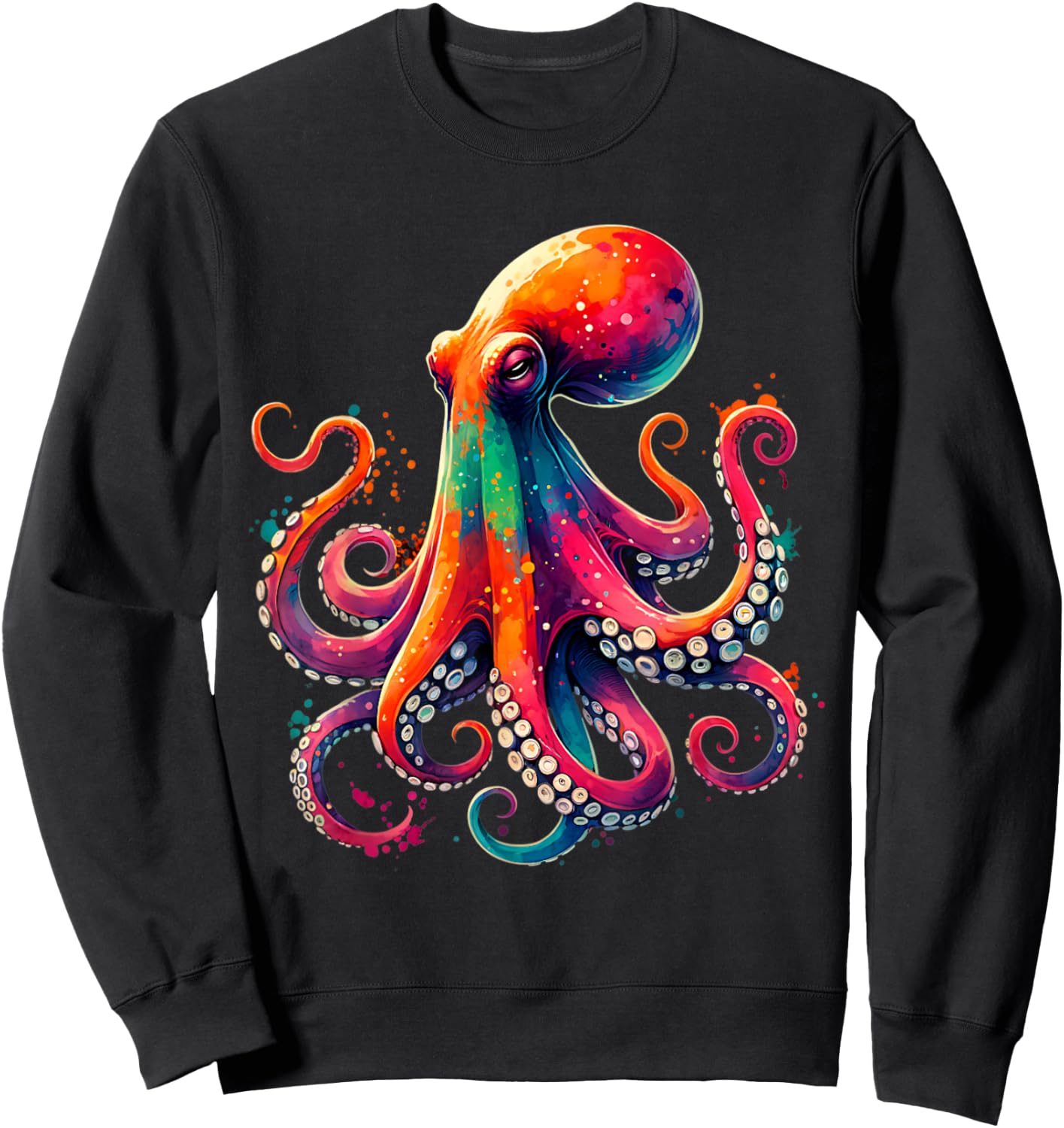 Colorful Octopus Watercolor Kraken Sea Monster Sweatshirt - Sweatshirt | Black