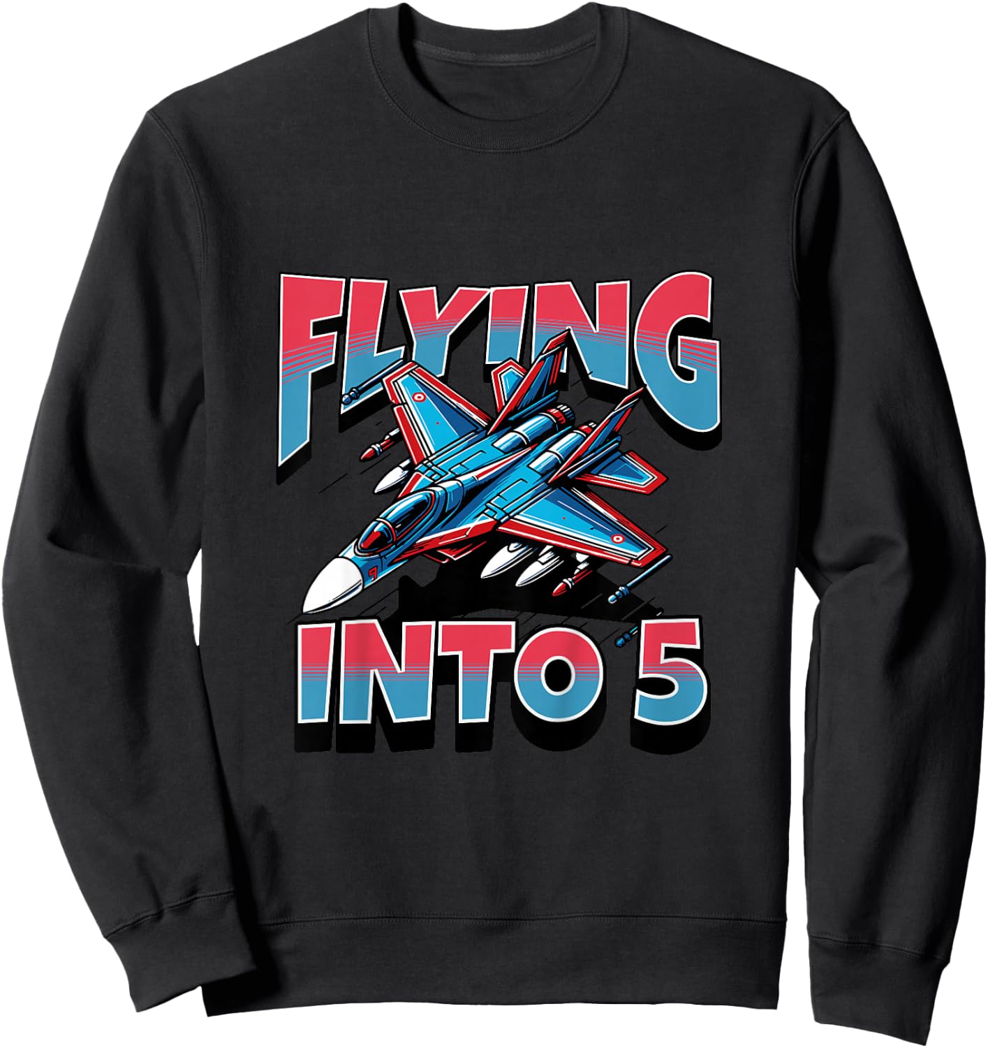 Kids Jet Hunter flying into a 5 year old boy for 5th birthday Sweatshirt - Sweatshirt | Black