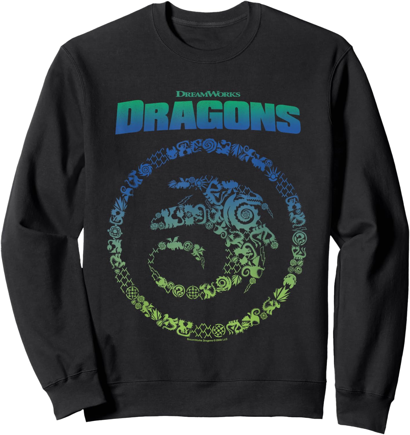 How to Train Your Dragon Toothless Vintage Symbols Logo , Black, S Sweatshirt - Sweatshirt | Black