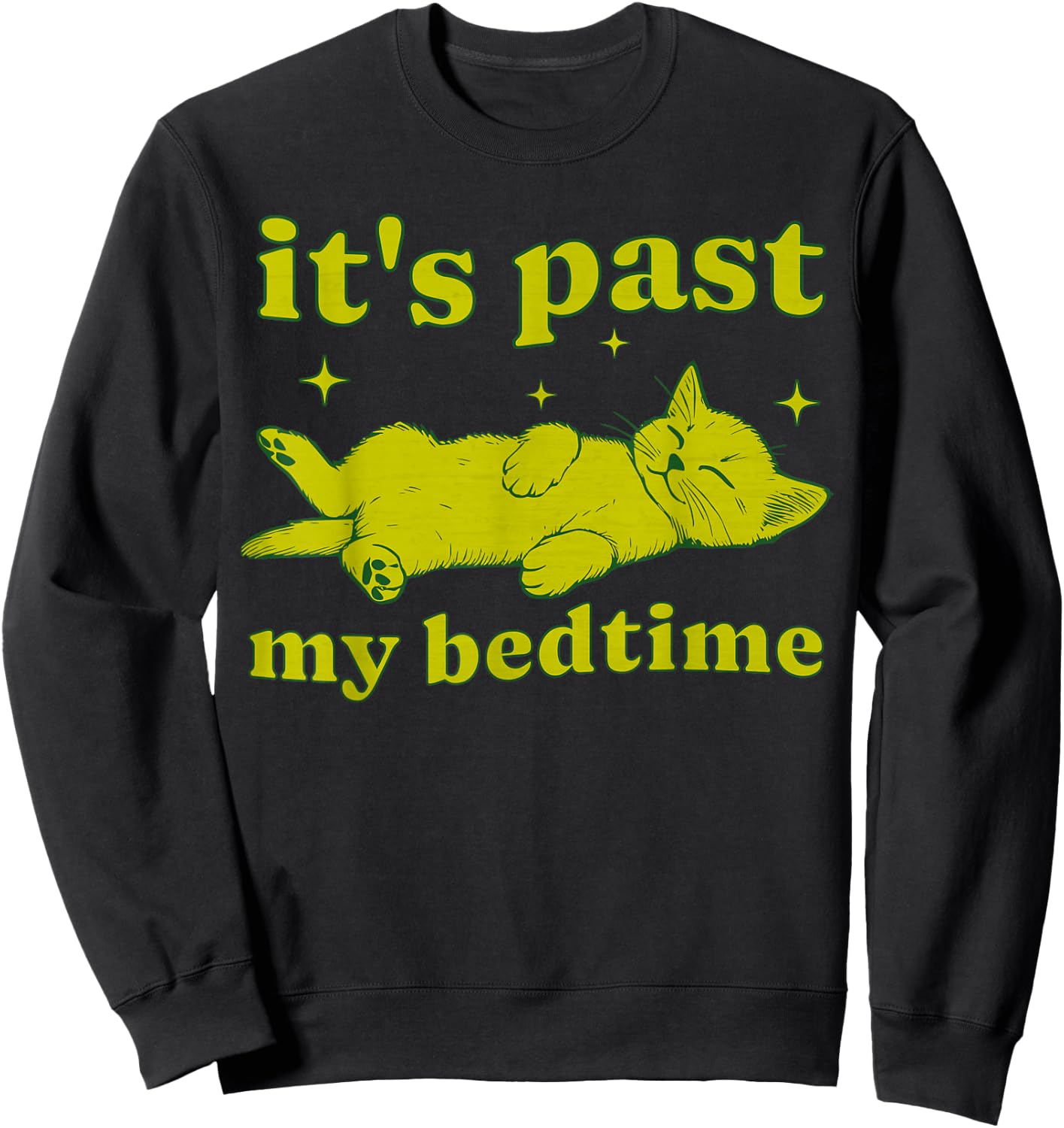 It's Past My Bedtime Sleepy Cat Tired Vintage Kitten Cute Sweatshirt - Sweatshirt | Black