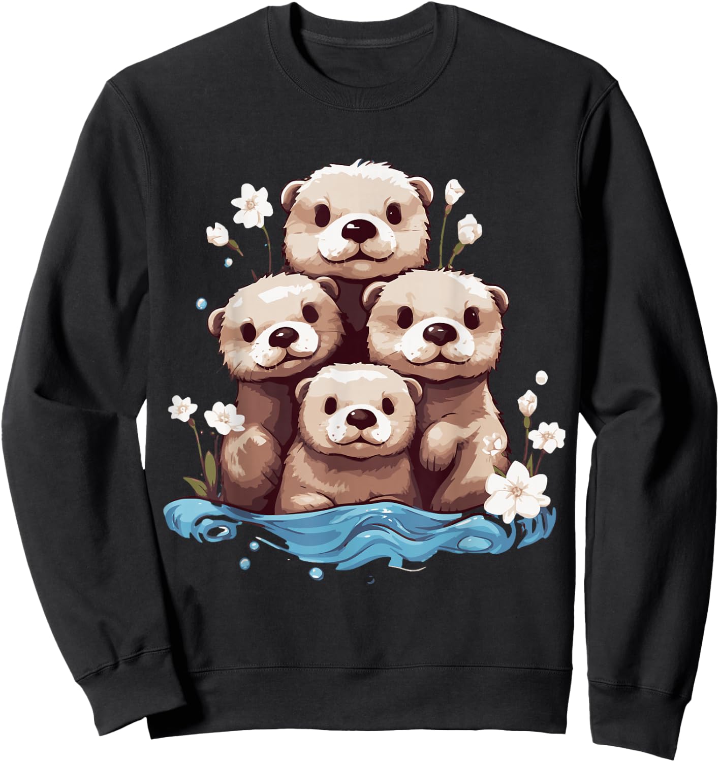 Kawaii Otter Discover the Spirit Animal Baby River Otters Sweatshirt - Sweatshirt | Black