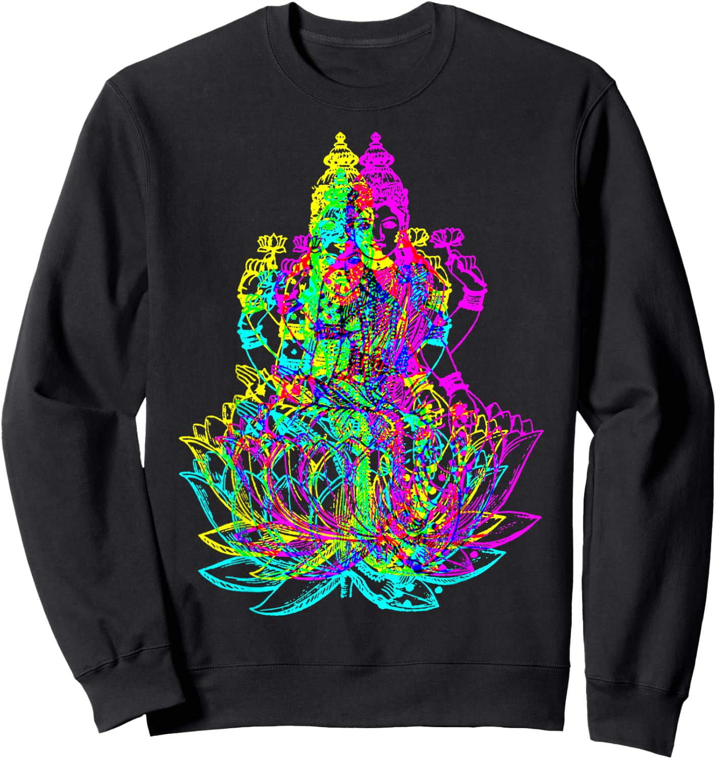 Hindu Goddess Lakshmi Shakti - Psychedelic Colors Sweatshirt - Sweatshirt | Black