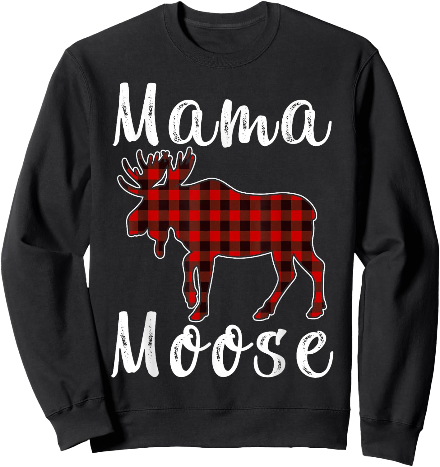 Mama Moose Family Christmas Pajama Red& Black Plaid Flannel Sweatshirt - Sweatshirt | Black