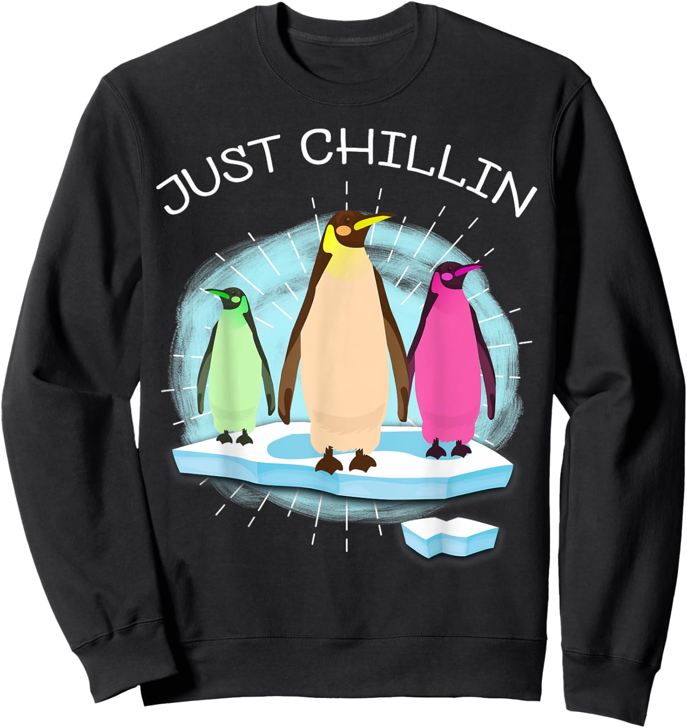 UAB KIDKIS Kids Black Cartoon Penguin On Ice Funnny Sweatshirt - Sweatshirt | Black