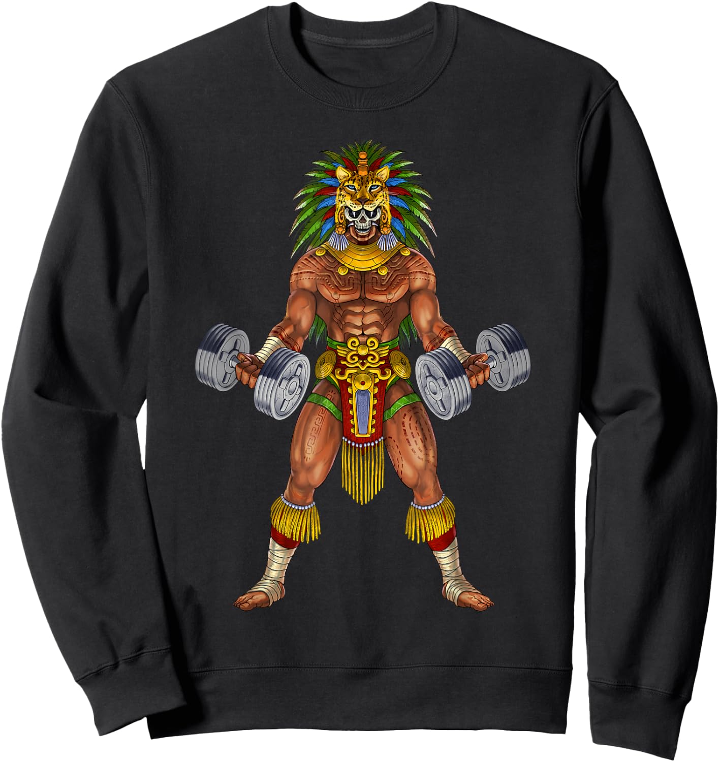 Aztec Jaguar Warrior Bodybuilding Gym Weightlifting Fitness Sweatshirt - Sweatshirt | Black
