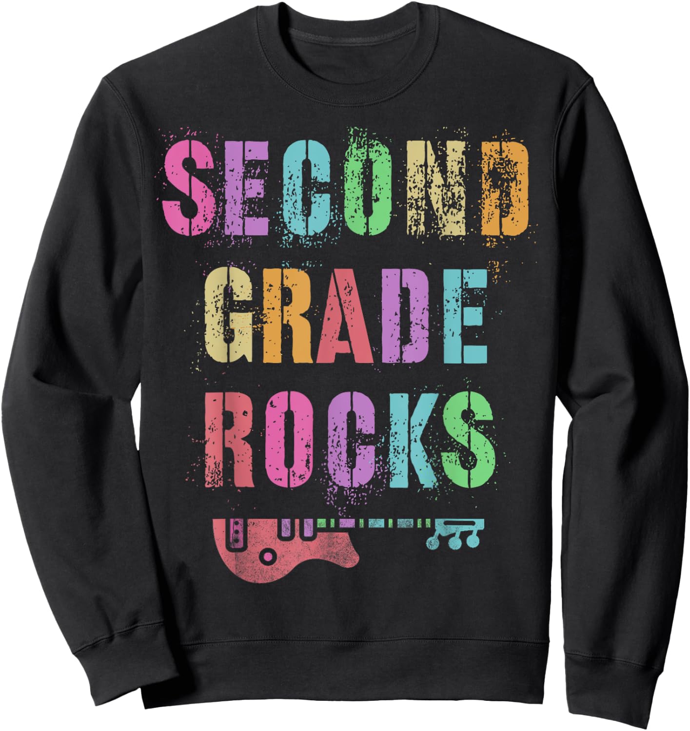 SECOND GRADE ROCKS Teacher Ready To Team 2nd Grader Rockstar Sweatshirt - Sweatshirt | Black