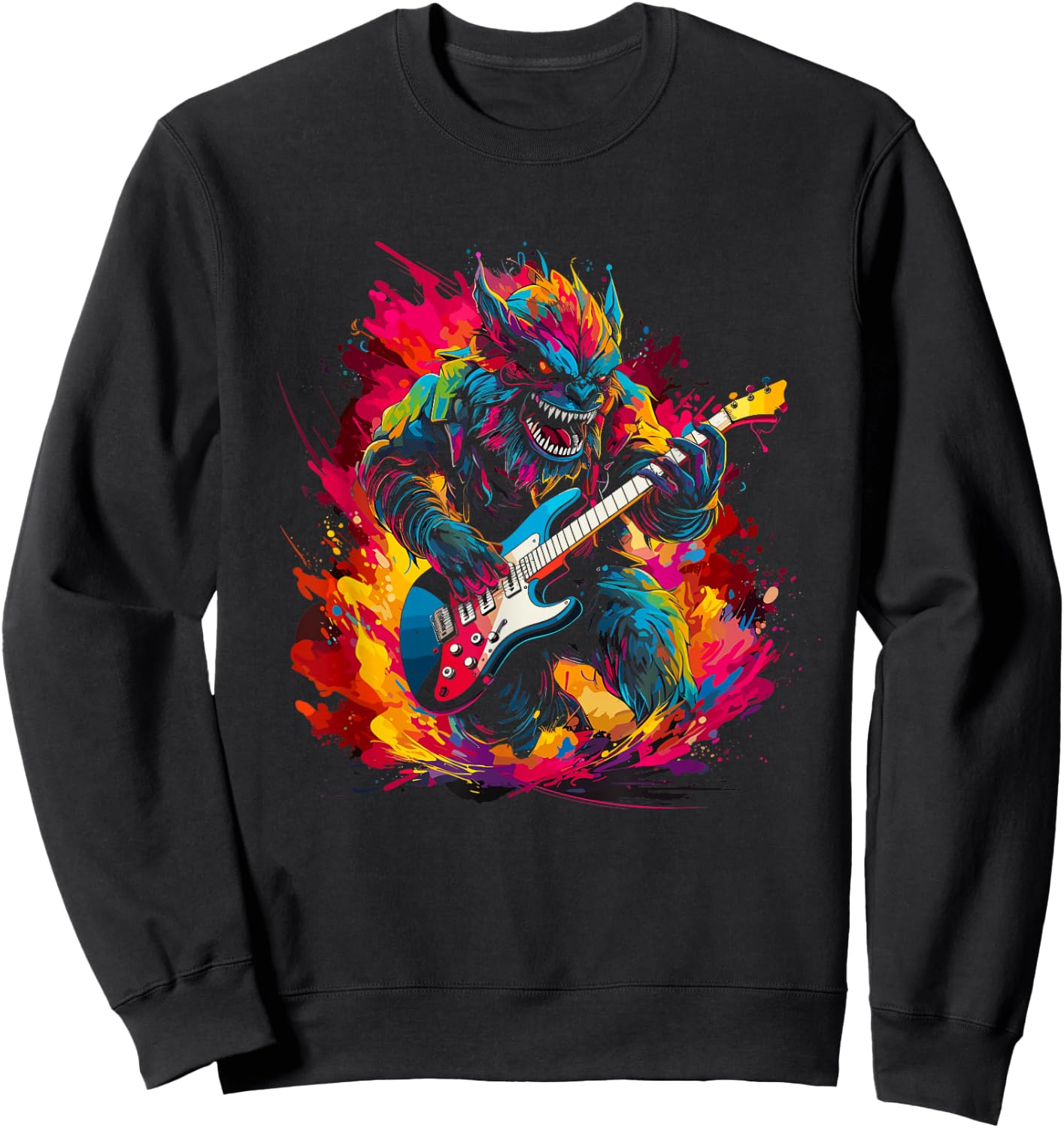 Monster playing guitar Sweatshirt - Sweatshirt | Black