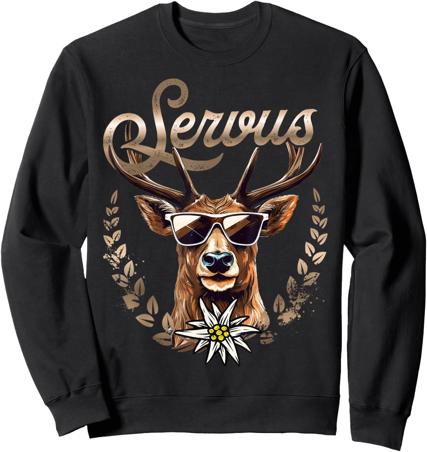 Traditional Men's Costume Shirt Women's Deer Servus , black Sweatshirt - Sweatshirt | Black