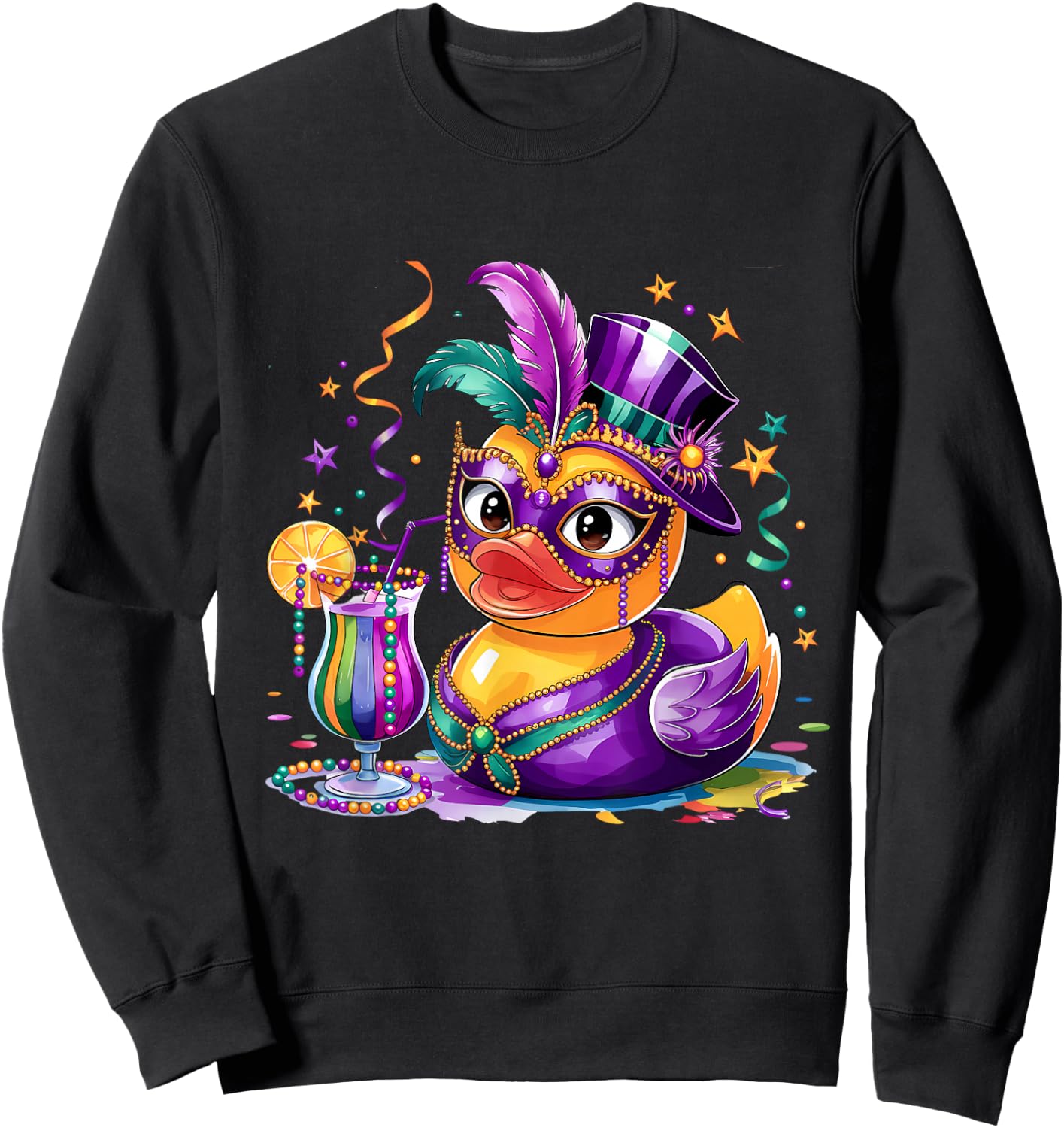 Mardi Gras Rubber Duck Costume Louisiana Mardi Gras Carnival Sweatshirt - Sweatshirt | Black