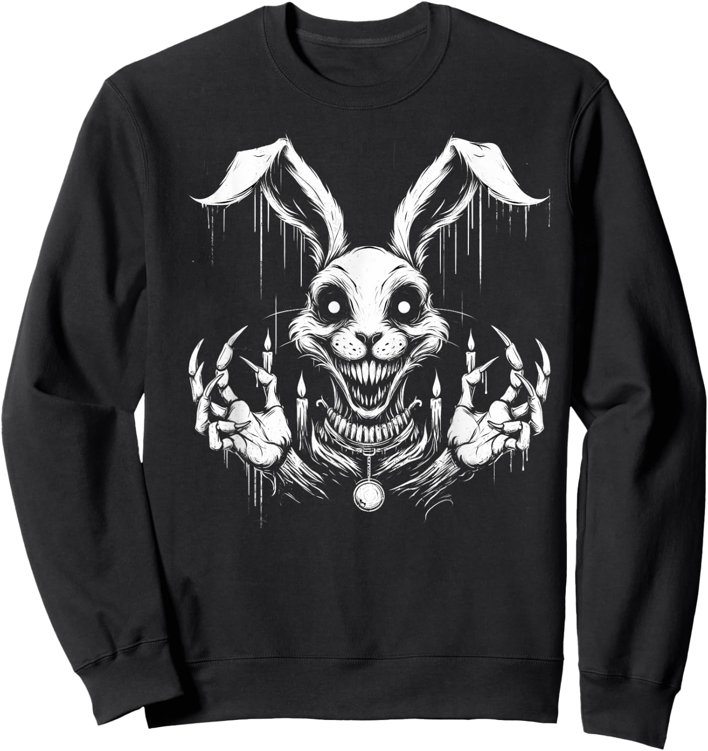 Creepy Goth Rabbit, Horror Bunny, Weirdcore Rabbit Sweatshirt - Sweatshirt | Black