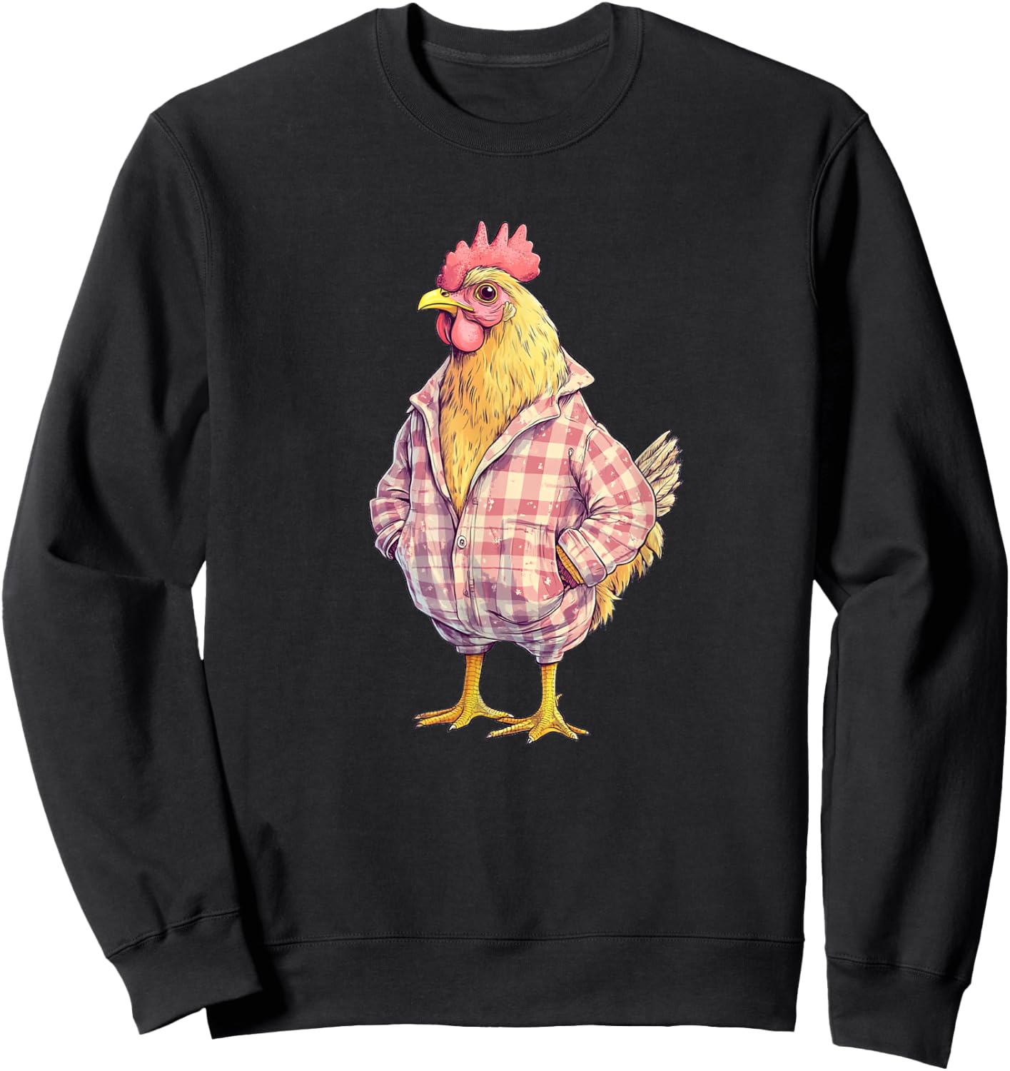 Sleepy Chicken in Funny Pajama Mode Outfit Sweatshirt - Sweatshirt | Black