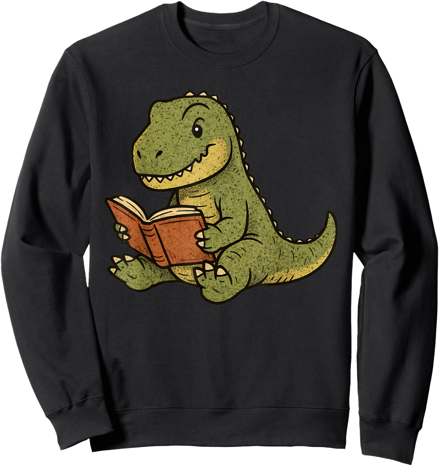 T-Rex Dinosaur Reading Book Nerd Sweatshirt - Sweatshirt | Black