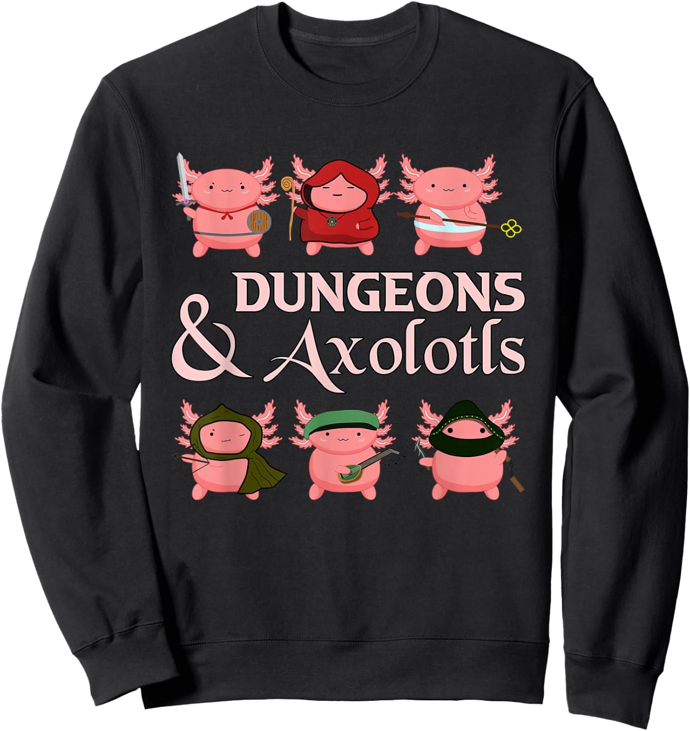 Tabletop Amphibian Adventurer Group Dungeons & Axolotls Sweatshirt - Sweatshirt | Black