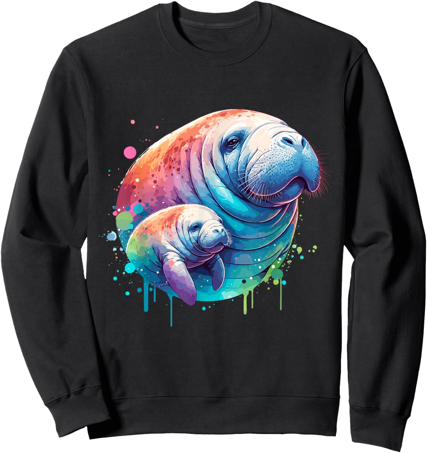 Sea Cows Manatee Mom and Baby Sweatshirt - Sweatshirt | Black