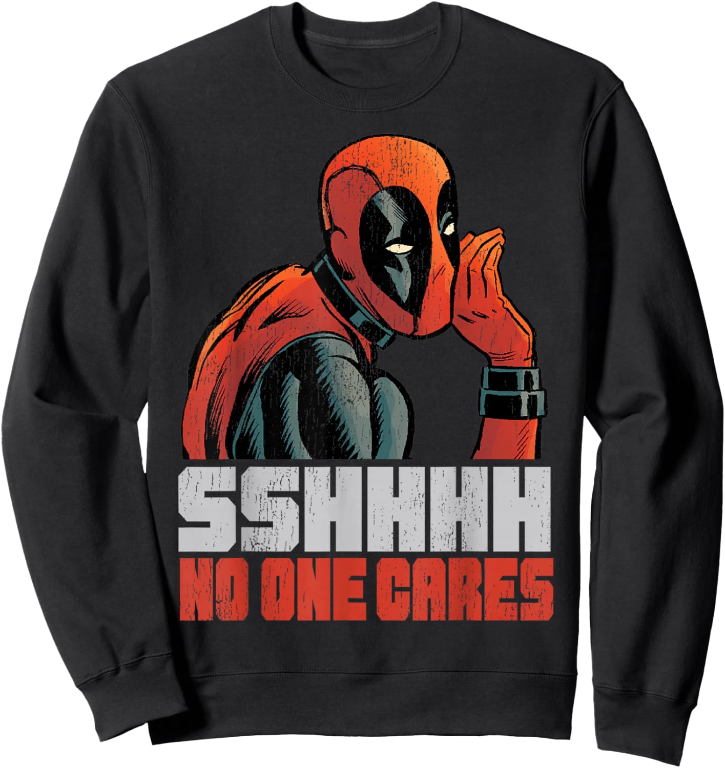 Marvel Deadpool SSHHHH No One Cares Whisper Sweatshirt - Sweatshirt | Black