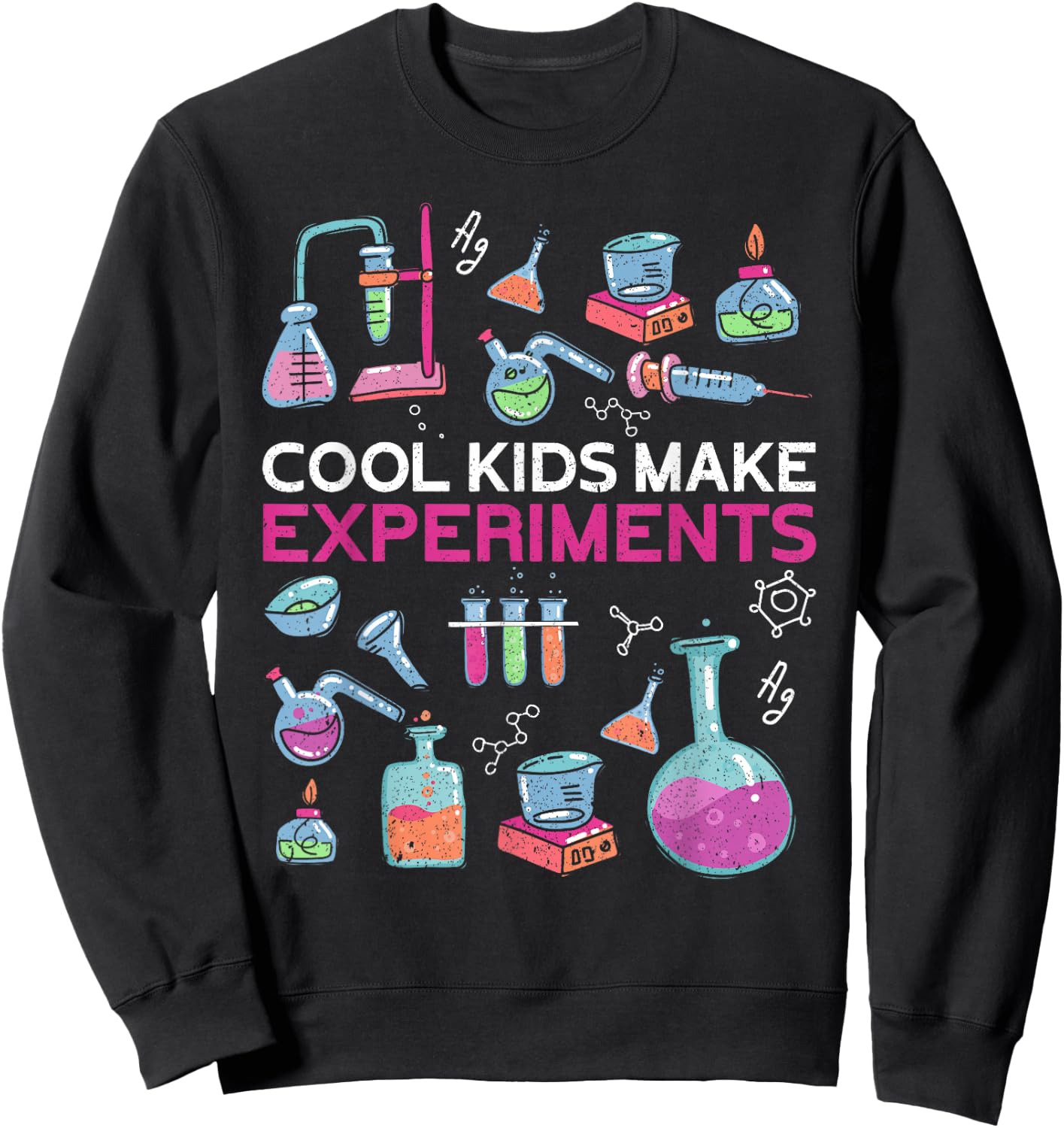 Cool Kids Make Experiments | Children's Funny Chemist , black Sweatshirt - Sweatshirt | Black