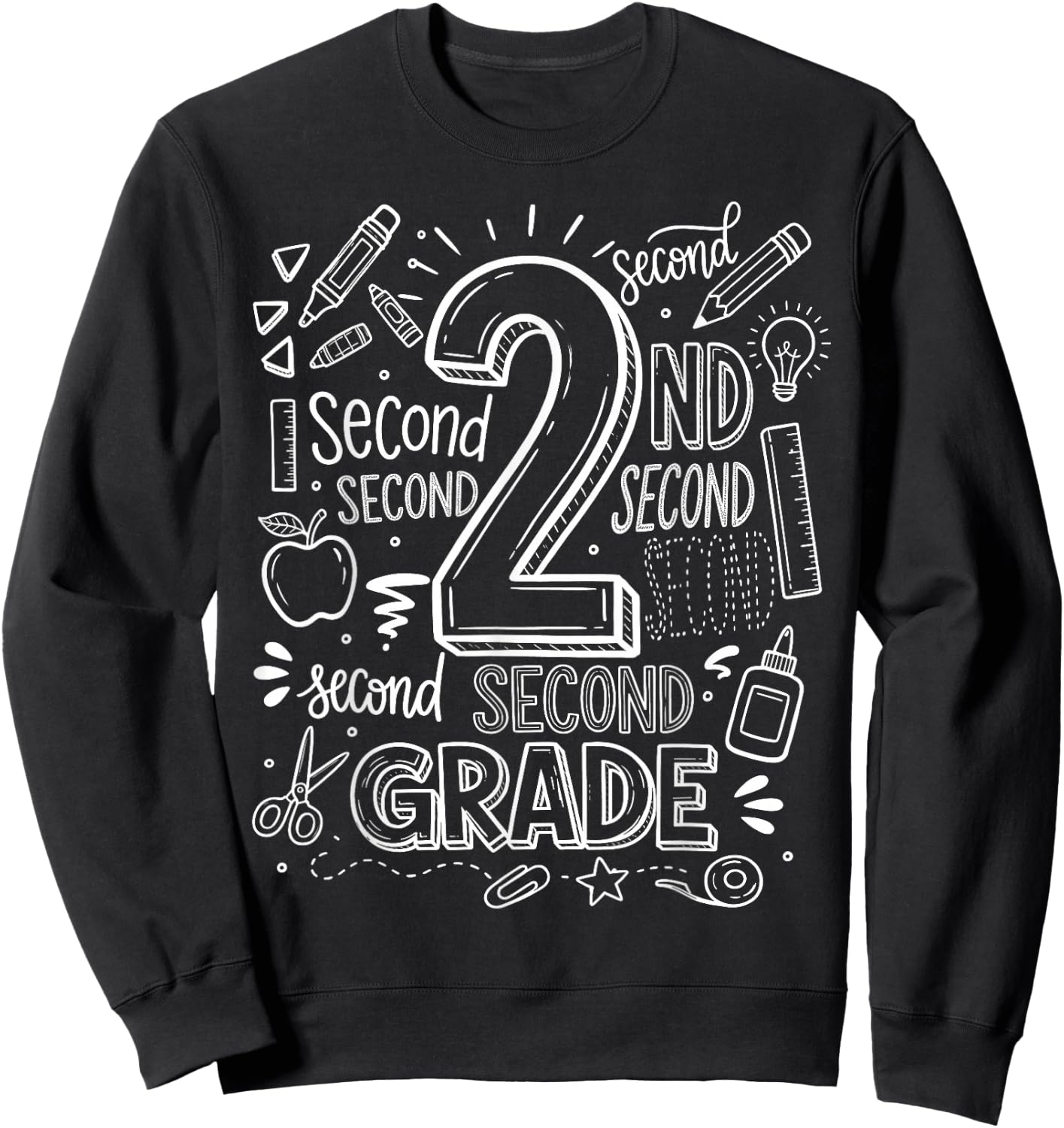 2nd Grade for Boys Back to School First Day Second Grade Sweatshirt - Sweatshirt | Black