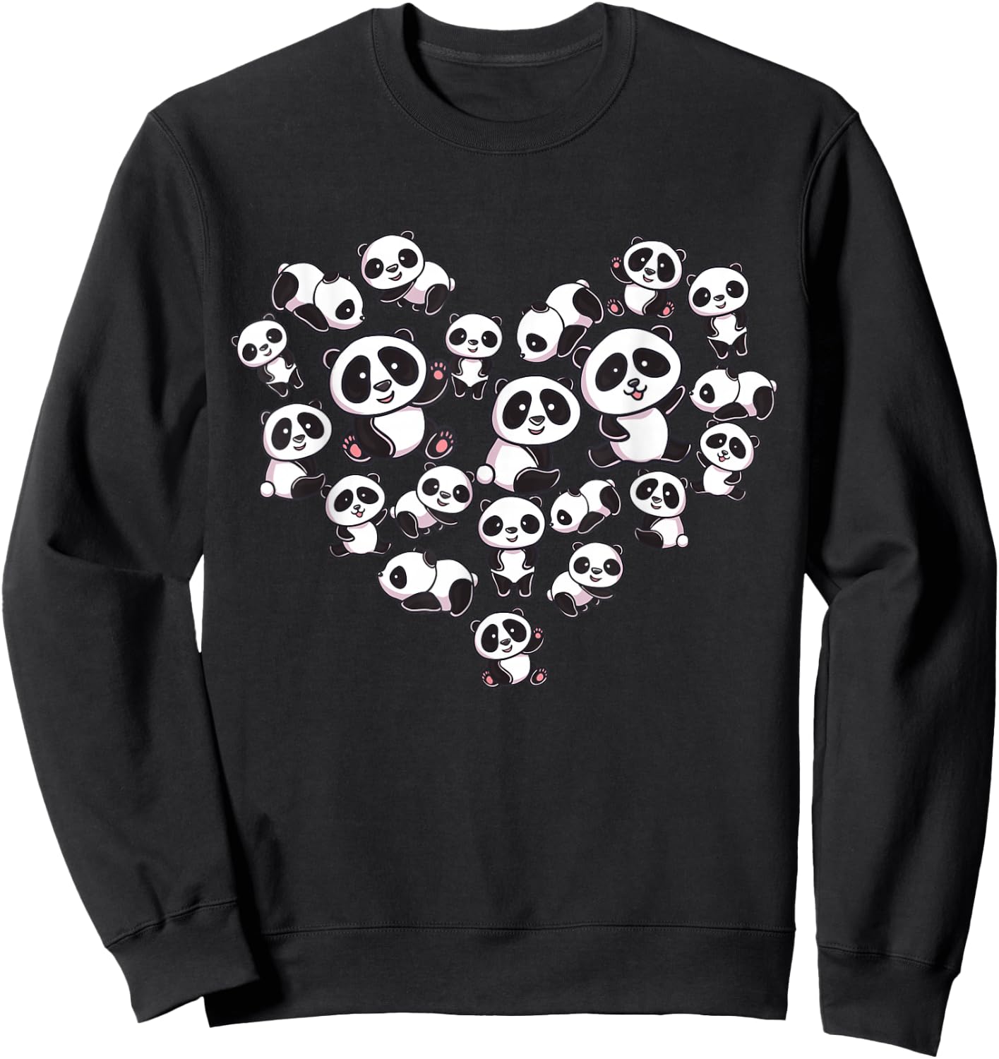 Panda Shirt Cute Panda Panda Bear Lover Heart Gifts Sweatshirt - Sweatshirt | Black