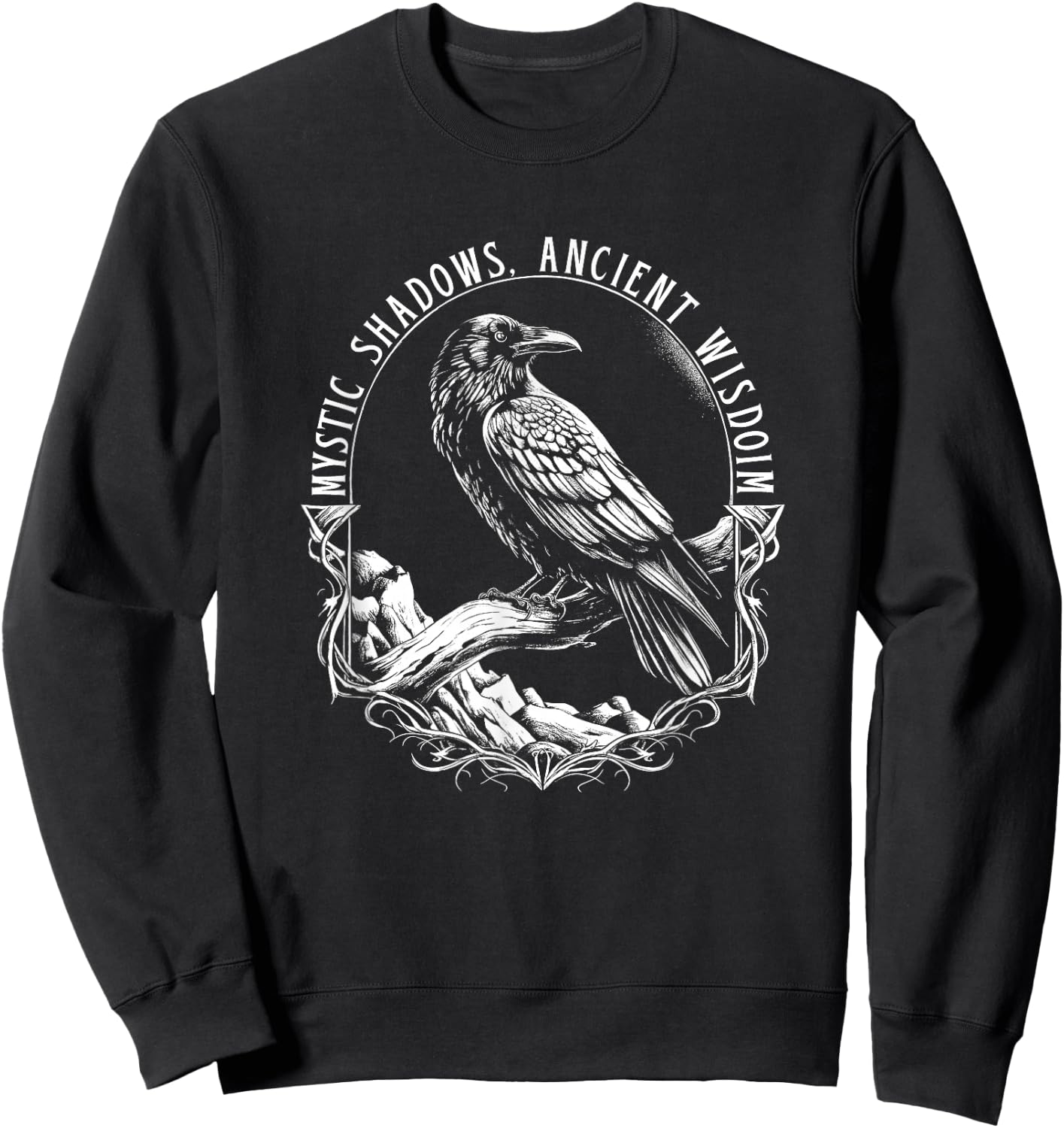 Mystic Shadows Ancient Wisdom - Raven Design Sweatshirt - Sweatshirt | Black