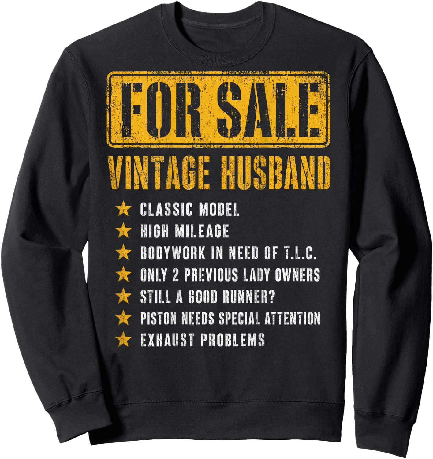 (ON Back) for Sale Vintage Husband Classic Model Fathers Day Sweatshirt - Sweatshirt | Black