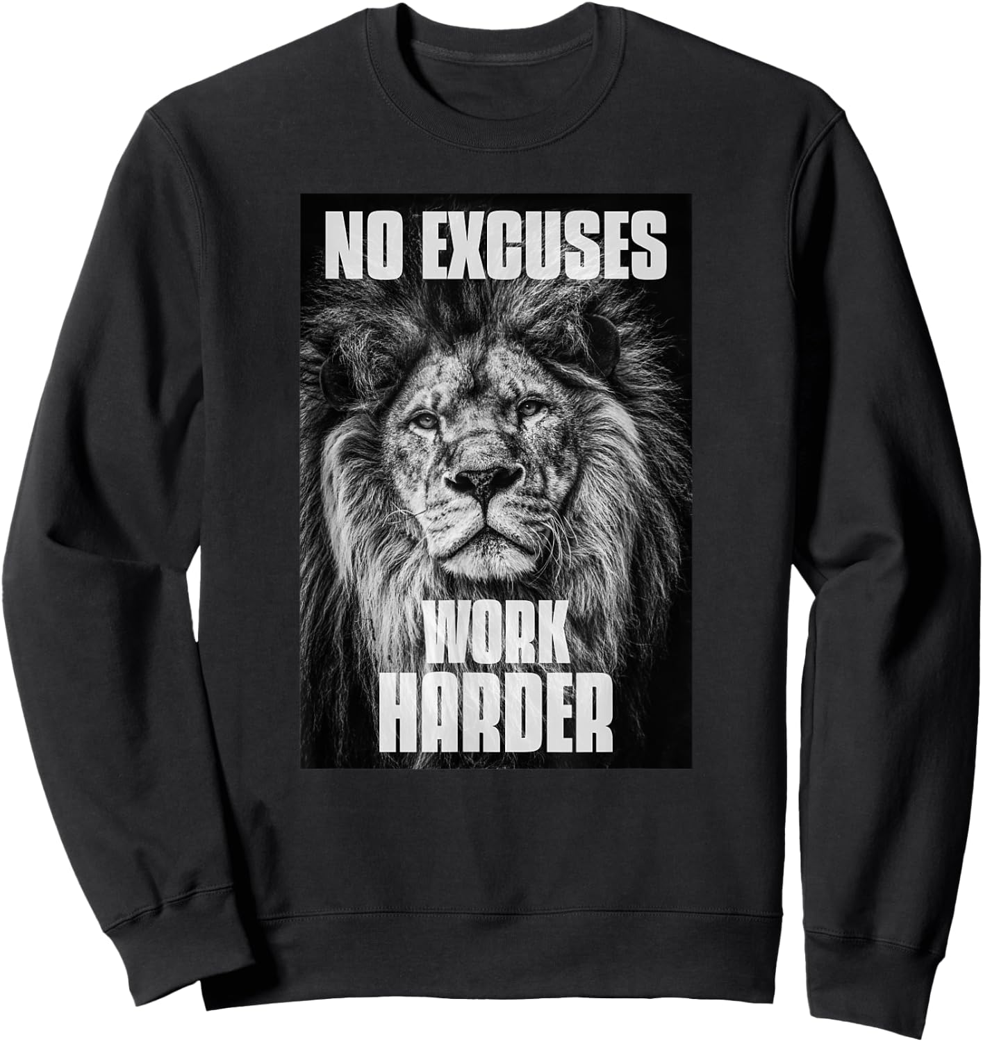 No Excuses Work Harder Bodybuilding Gym Motivational Workout Sweatshirt - Sweatshirt | Black