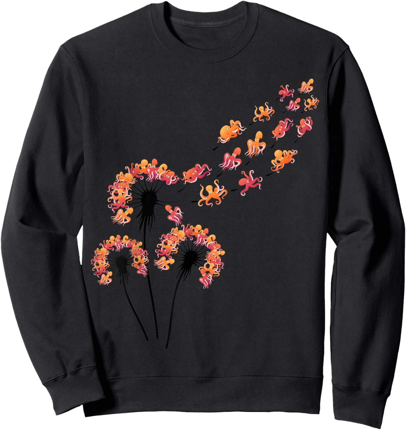 Flower Dandelion Octopus Shirt for Octopus Lover | Octopus Sweatshirt - Sweatshirt | Black