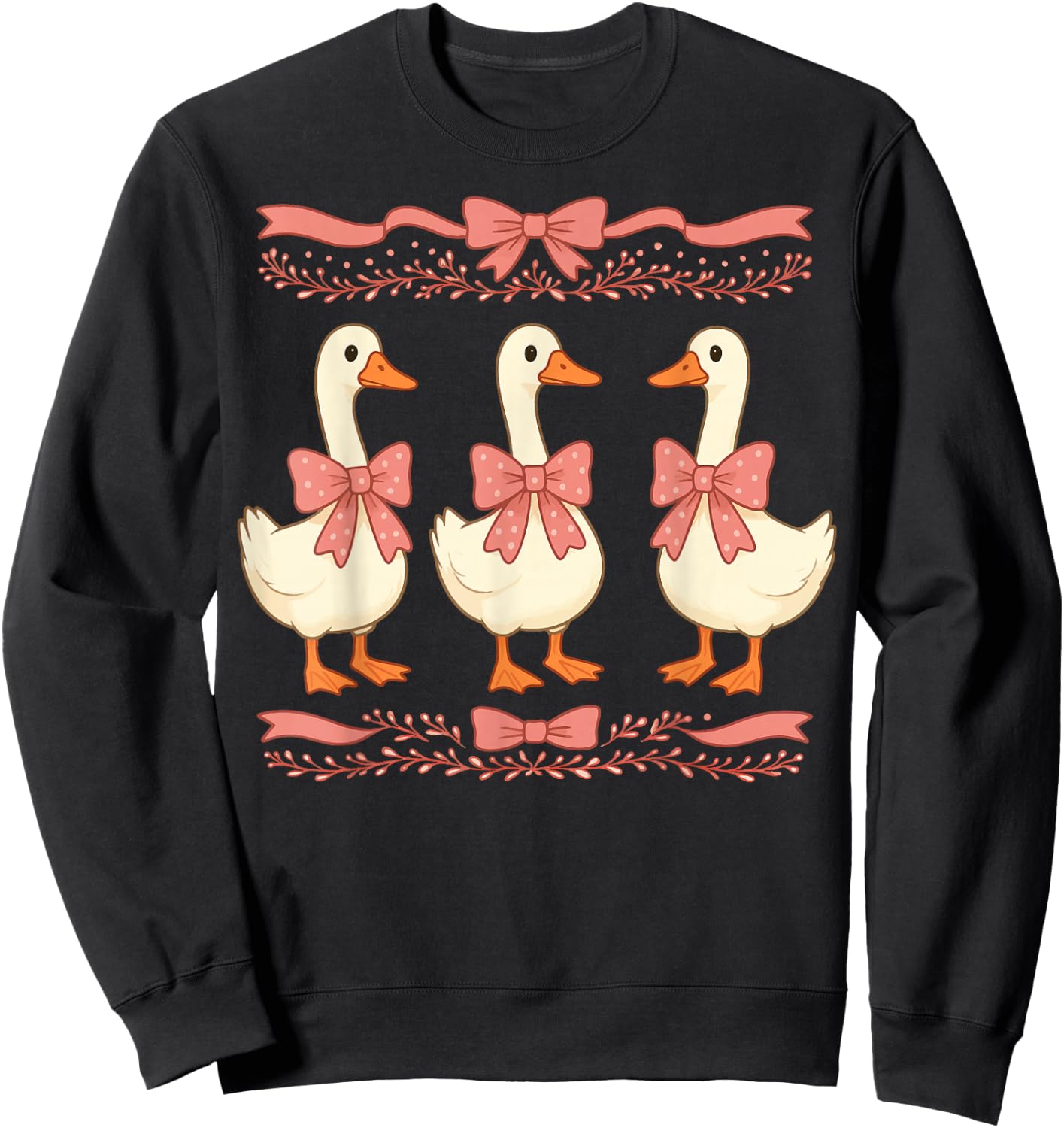 Goose Coquette Duck Pink Bow Sweatshirt - Sweatshirt | Black