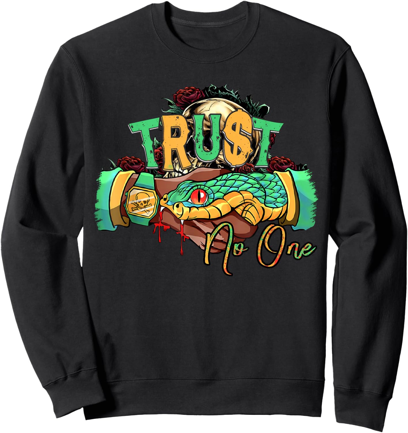 Trust no one Snake Sweatshirt - Sweatshirt | Black