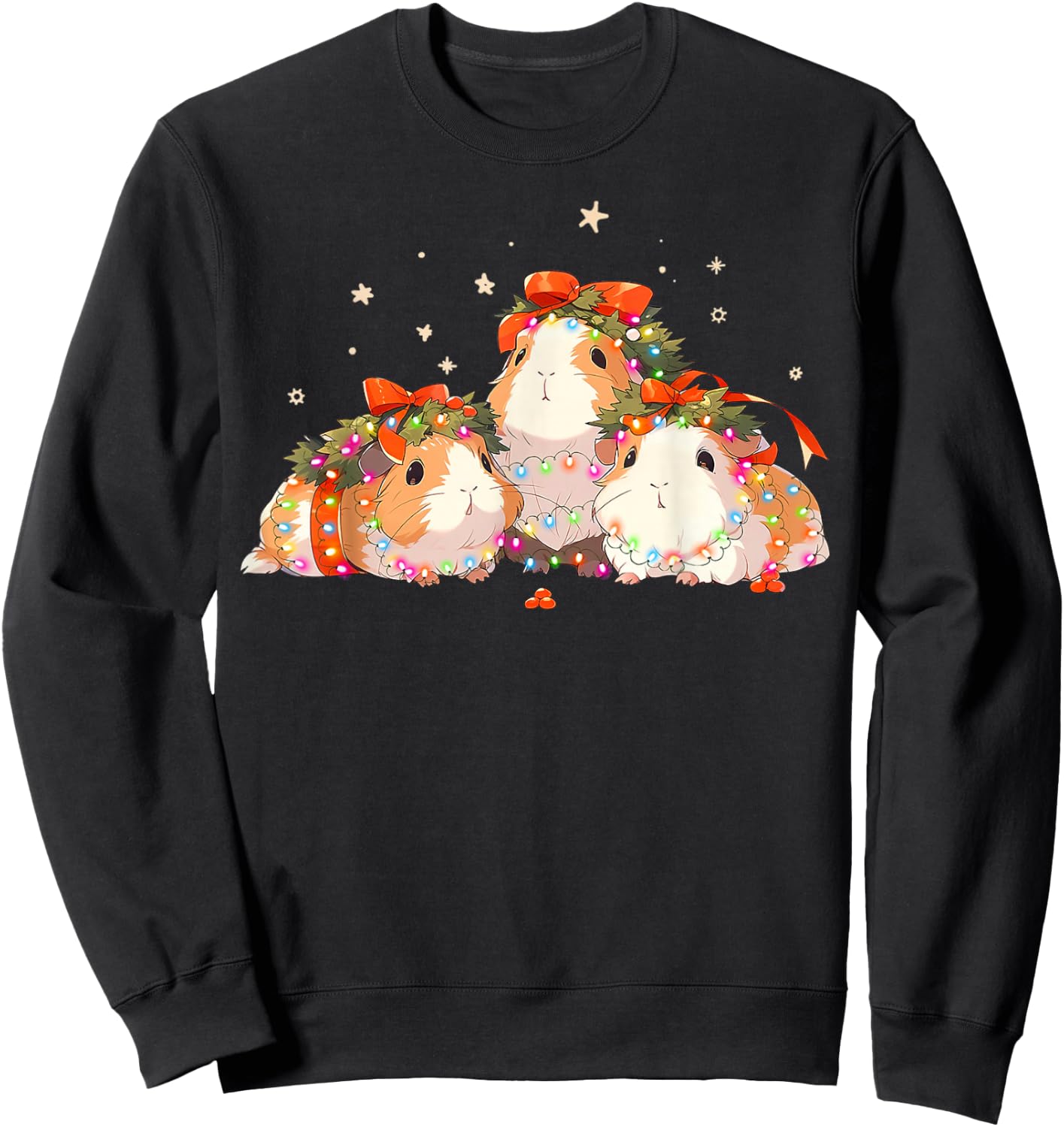 Guinea Pigs Tangled Up In Christmas Lights Guinea Pig Lover Sweatshirt - Sweatshirt | Black