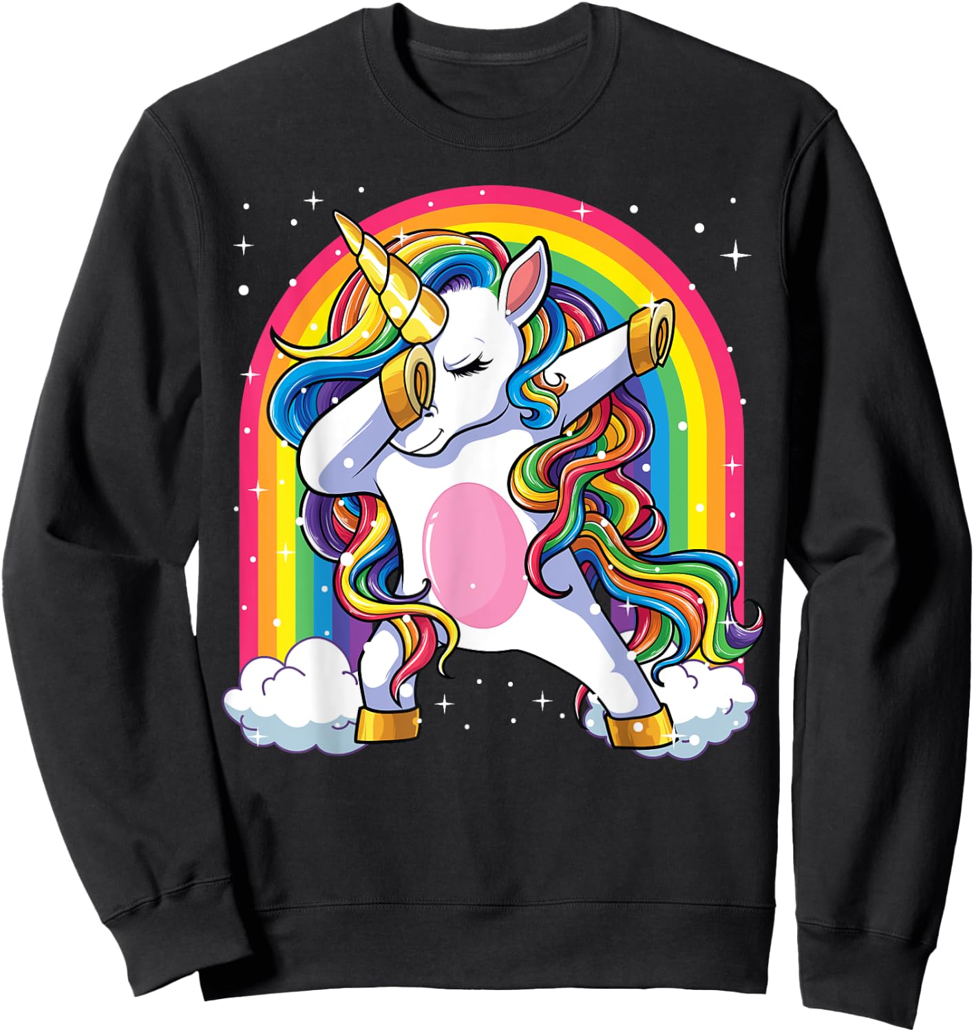 Dabbing Unicorn Shirt Girls Kids Unicorns Women Rainbow Sweatshirt - Sweatshirt | Black