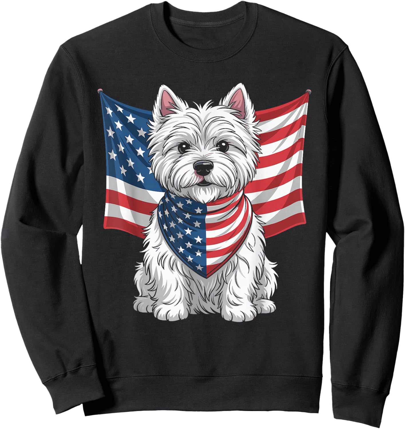 USA American Terrier Dog Pet Animal West Highland Westie Sweatshirt - Sweatshirt | Black
