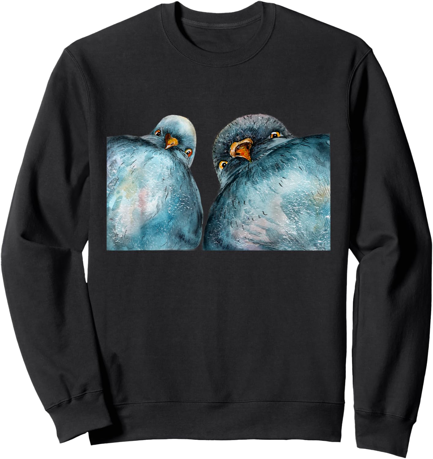 Lustige Taubenpaar Selfie Tauben Malerei Sweatshirt - Sweatshirt | Black