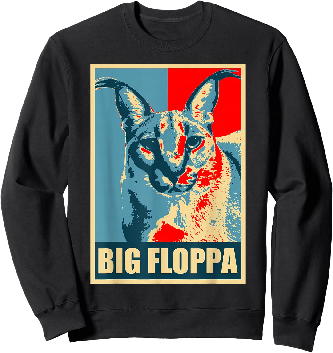 Big Floppa Caracal Katzen-Meme Sweatshirt - Sweatshirt | Black