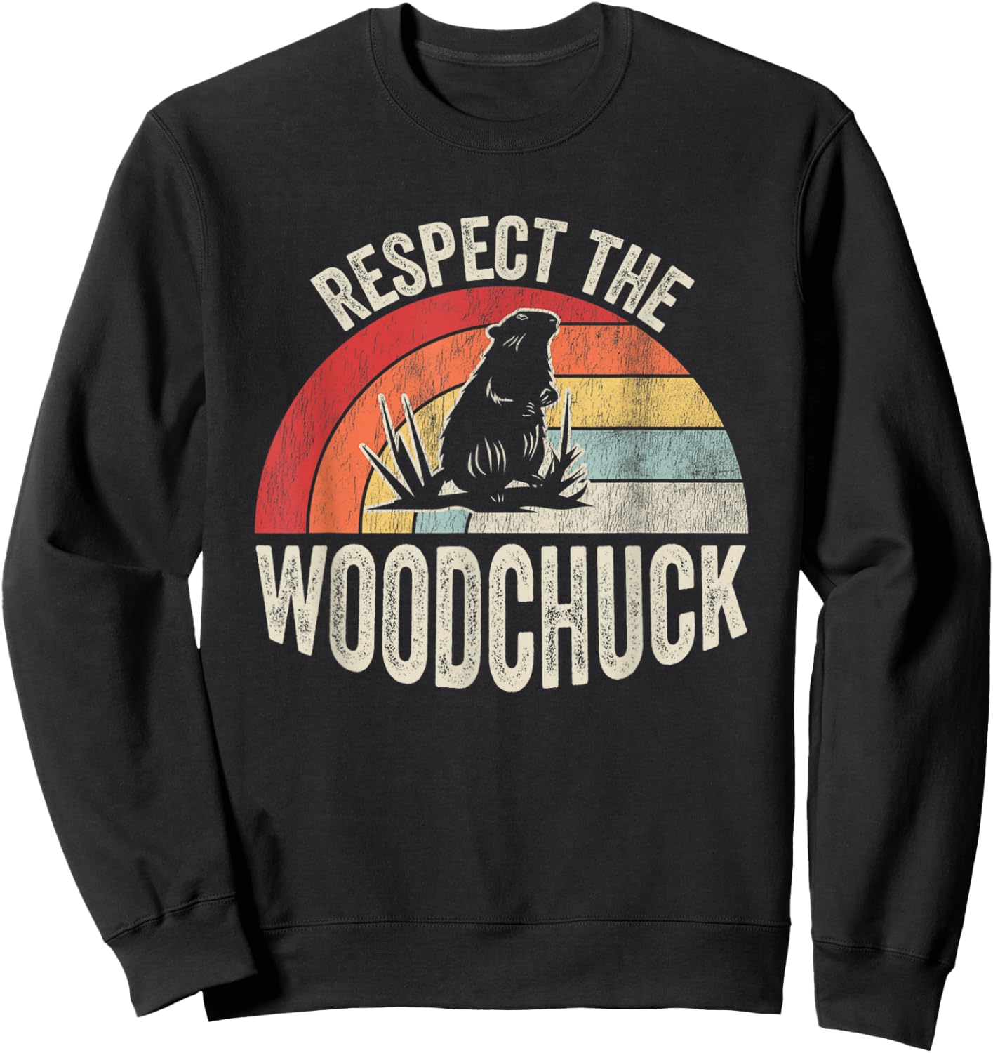 Respect The Woodchuck Retro Wildlife Humor Sweatshirt - Sweatshirt | Black