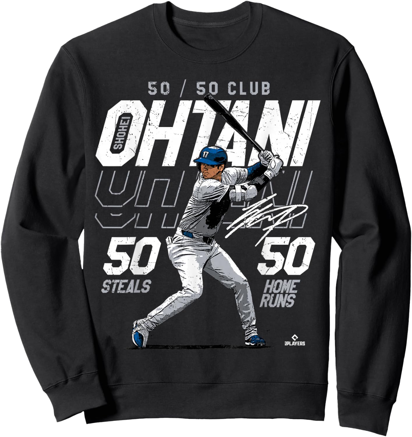 Speed, Power, Ohtani 50-50 Milestone Shohei Ohtani MLBPA Sweatshirt - Sweatshirt | Black
