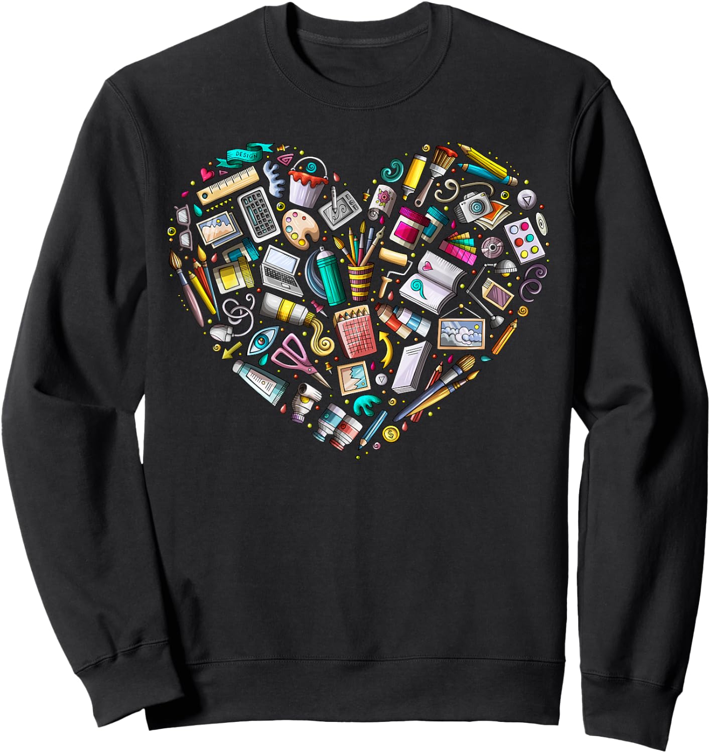 Heart Shape Art Teacher And Painting, Sketching Artist Sweatshirt - Sweatshirt | Black