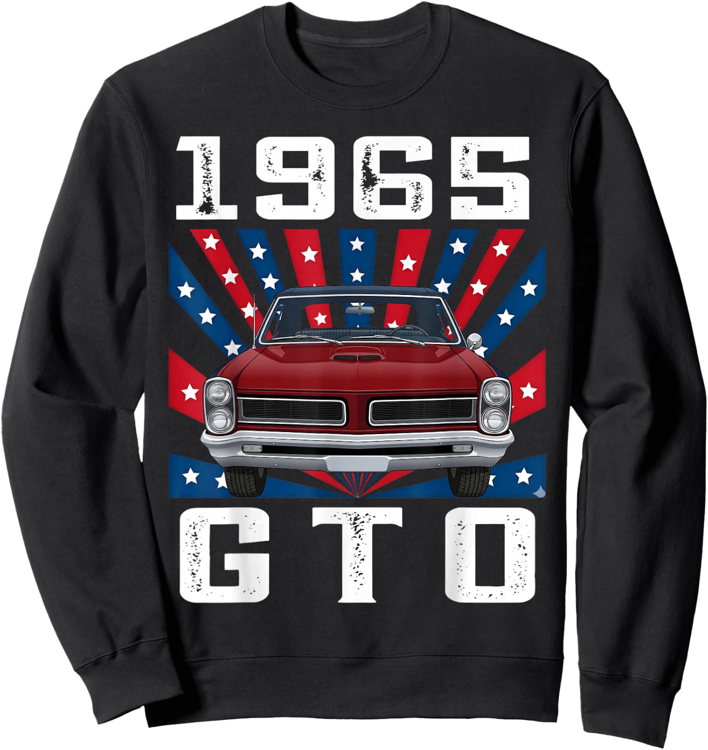 65 1965 GTO American Flag Silhouette Muscle Car Sweatshirt - Sweatshirt | Black