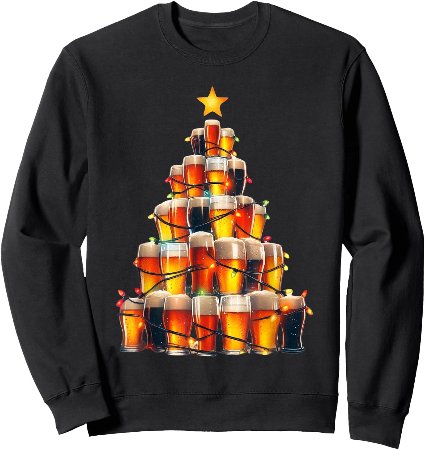 Beer Xmas Christmas Tree Sweatshirt - Sweatshirt | Black