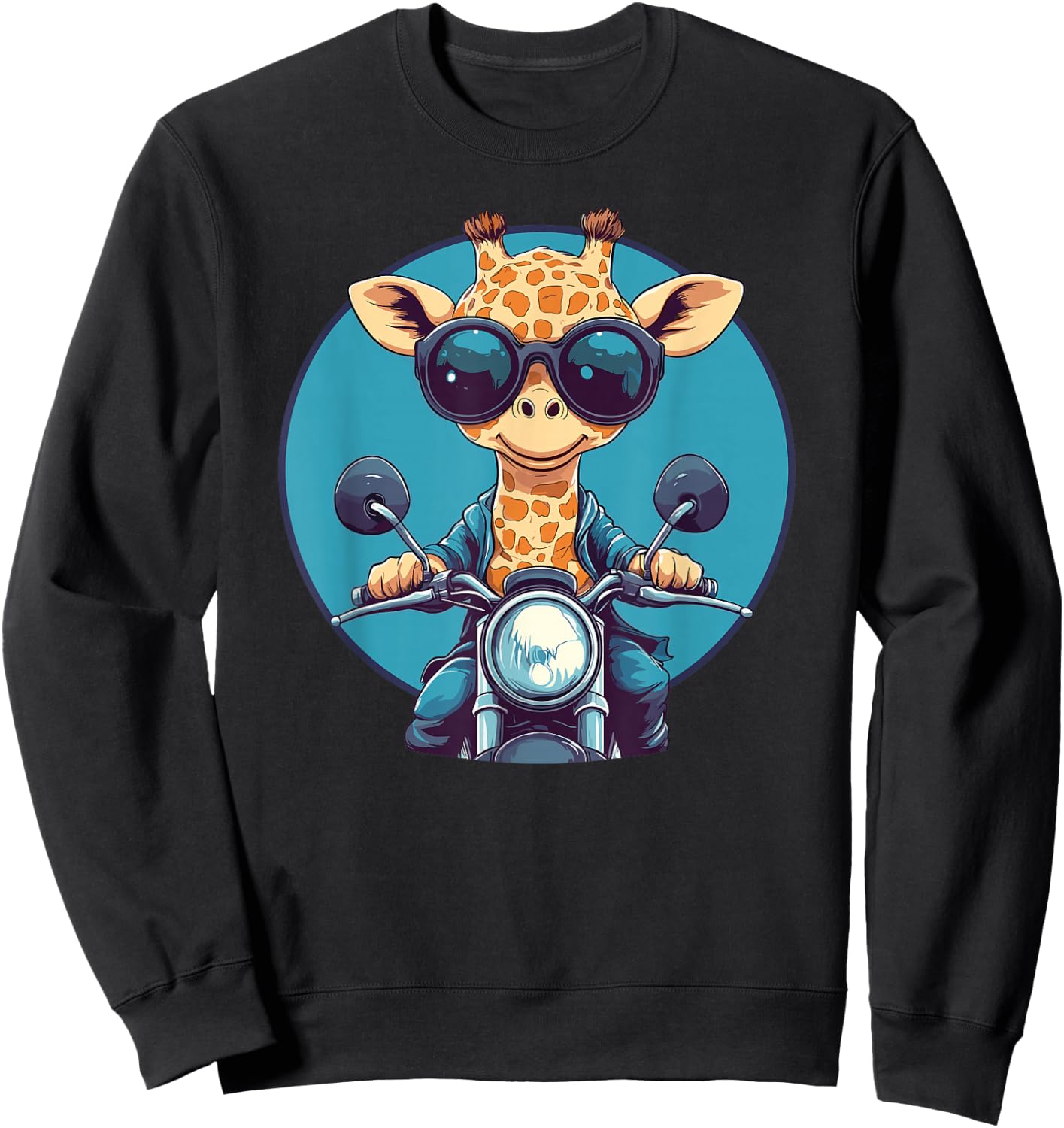 Cool Giraffe On Motorcycle With Sunglasses Sweatshirt - Sweatshirt | Black