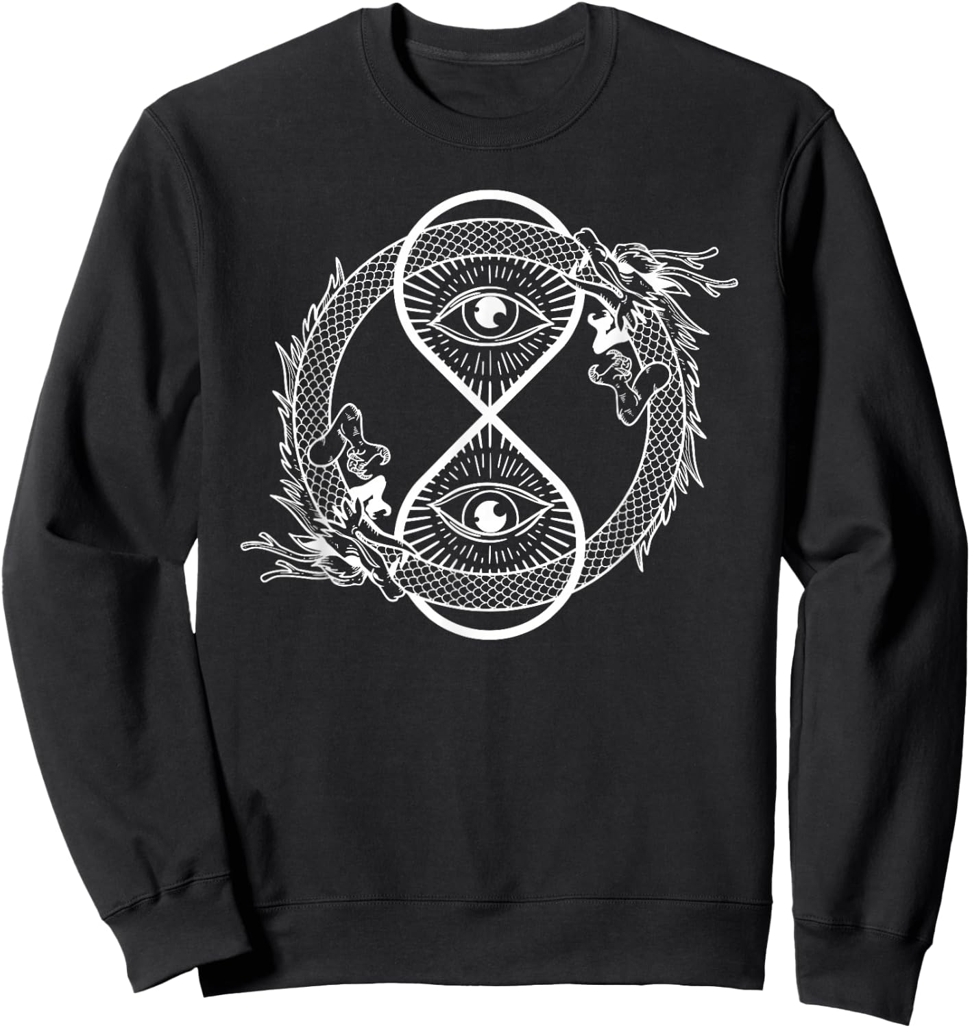 Ouroboros with hourglass Snake Symbol Infinity Eye Dragon Sweatshirt - Sweatshirt | Black